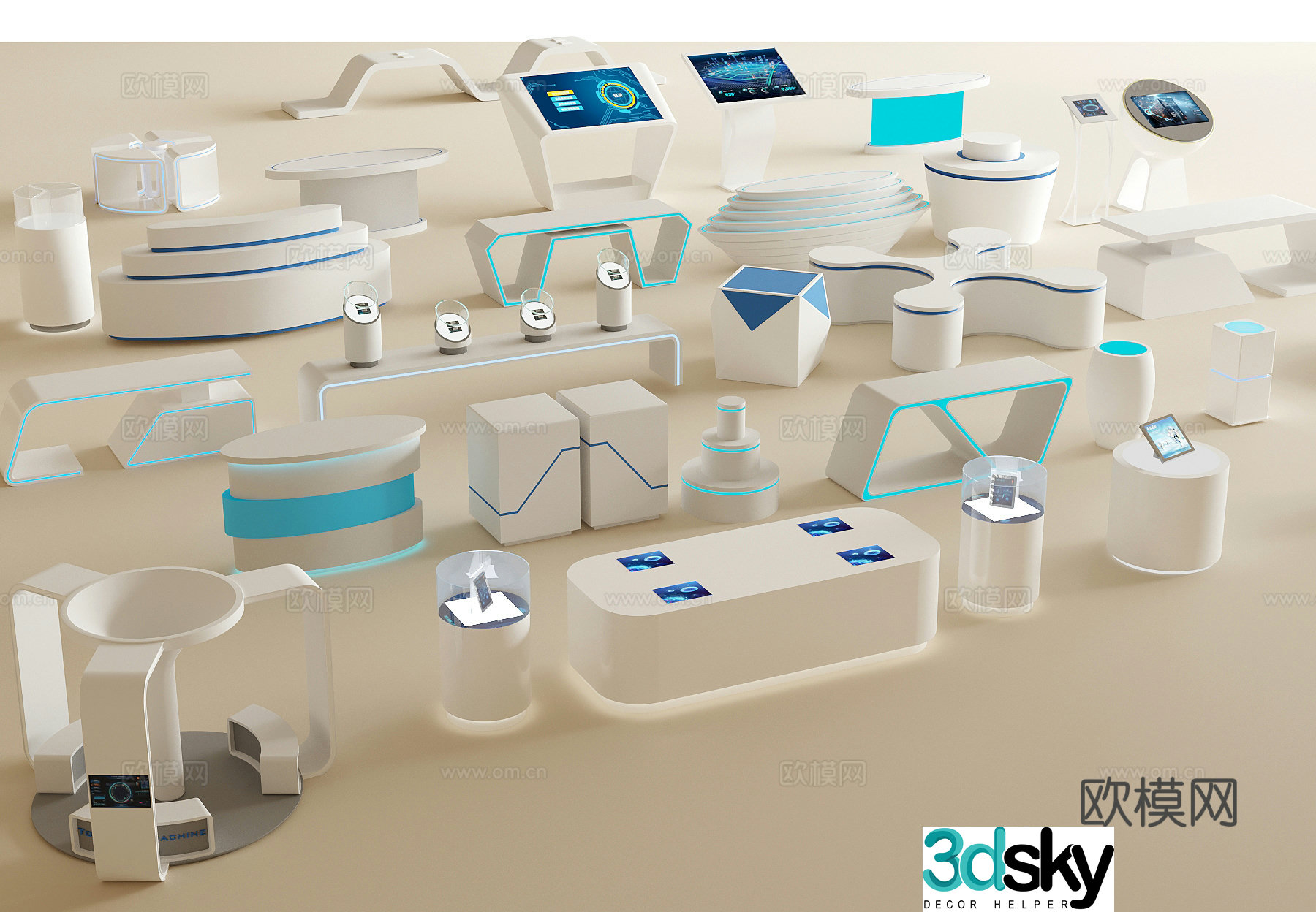 Science and Technology Exhibition Hall Science and Technology Booth Operating Table Working Table Technology 3D Model