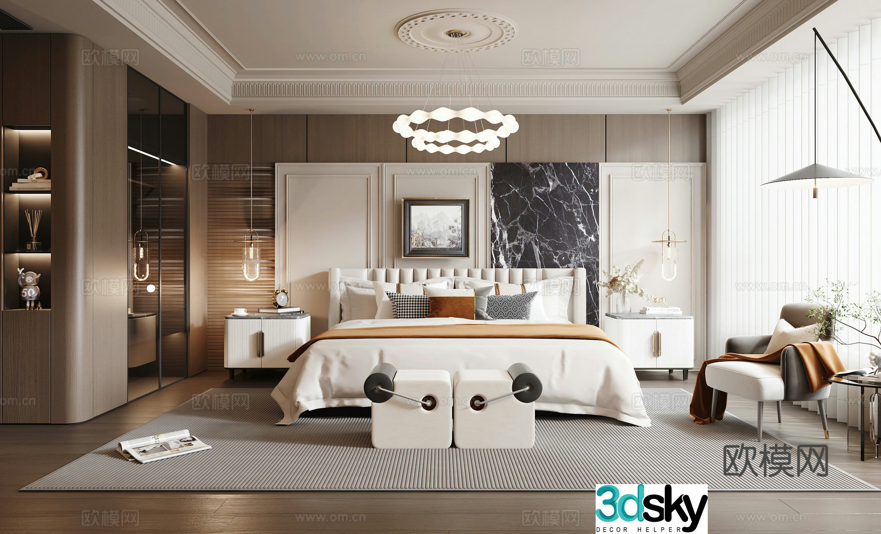 American bedroom 3d model