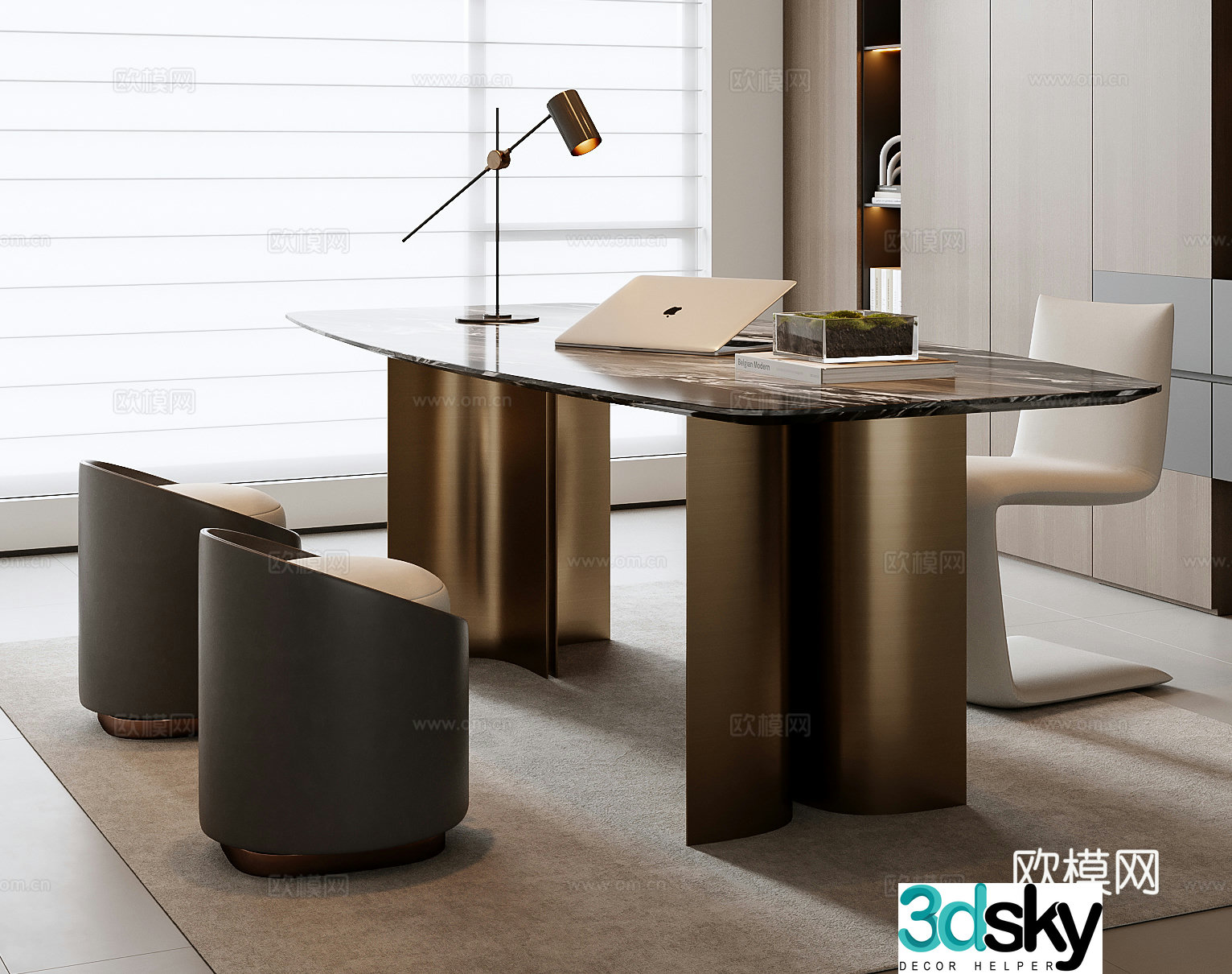 Italian desk and chair combination 3D model