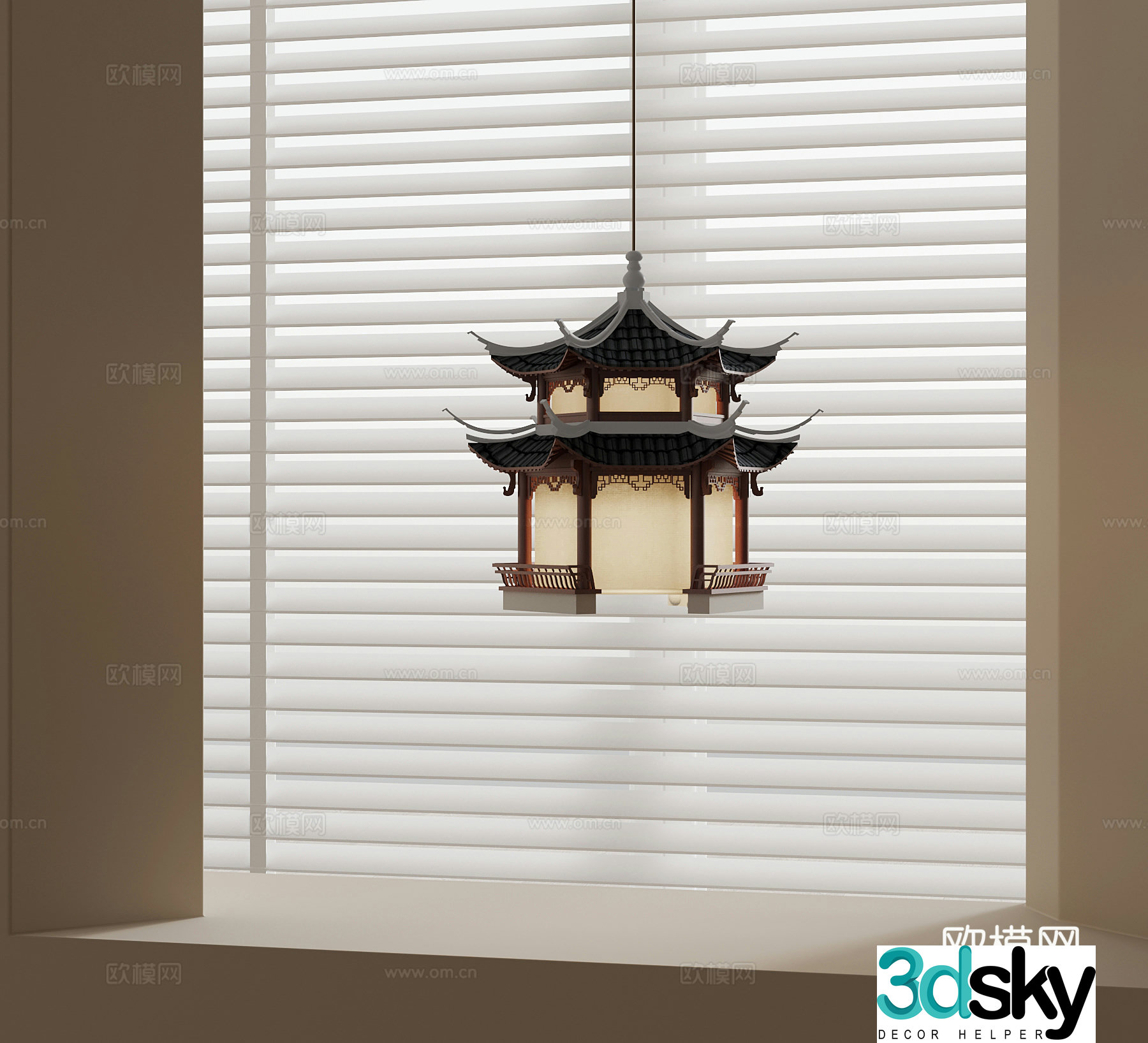 New Chinese style chandelier Ancient building chandelier 3D model