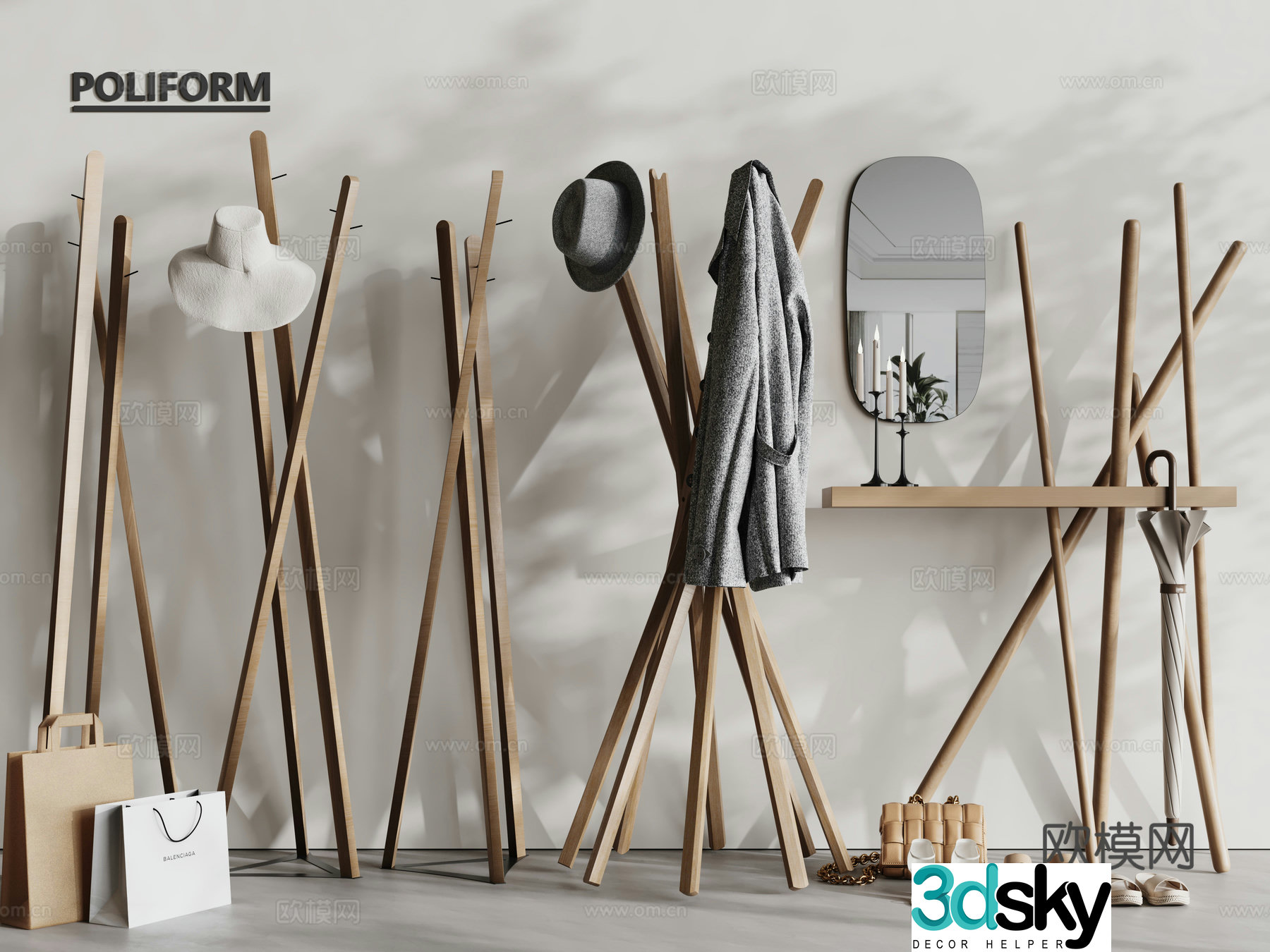 Modern Clothes Hanger Floor-standing Clothes Hanger Clothes Hanger 3D Model