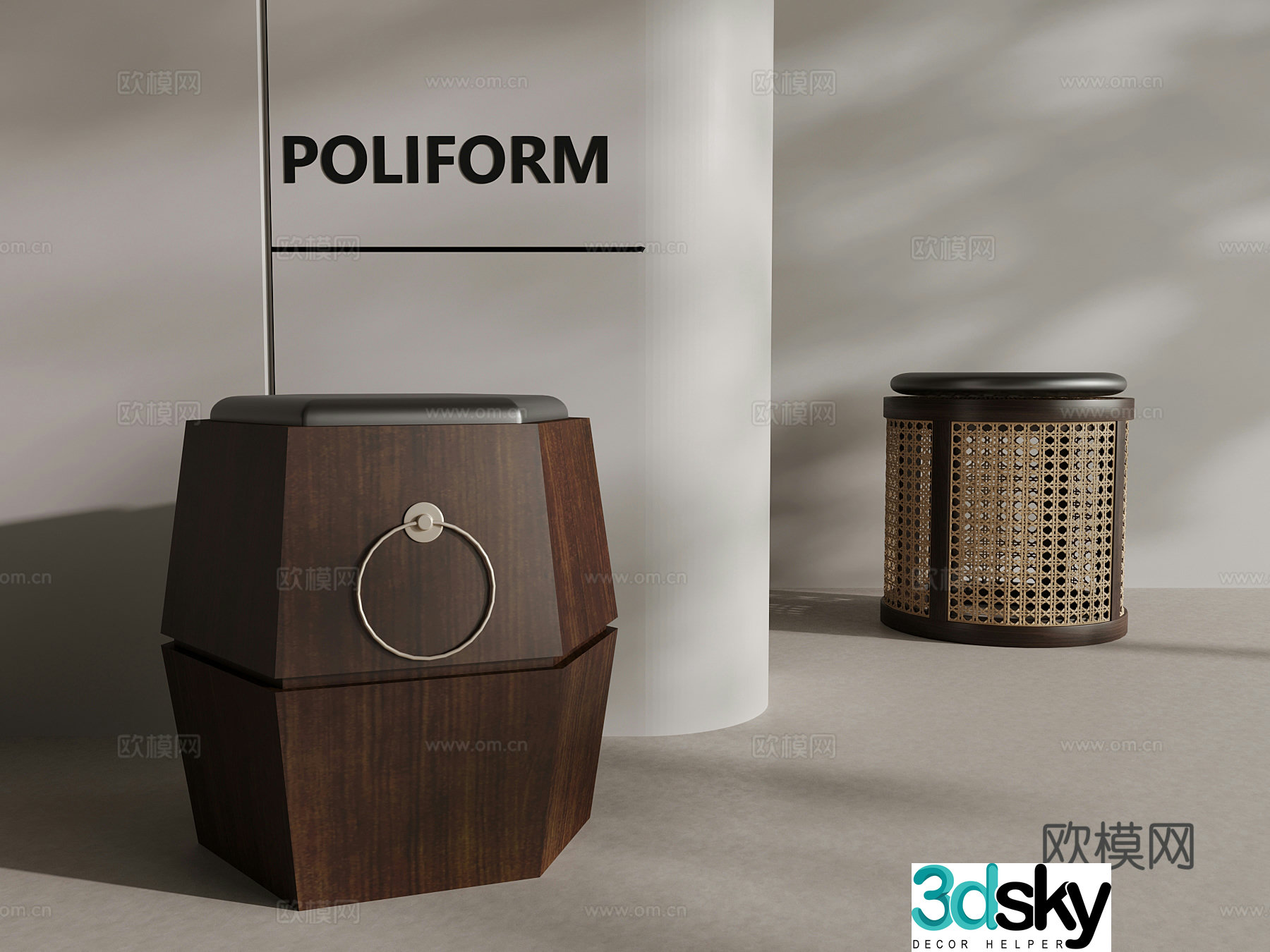 New Chinese stool low stool round stool 3D model