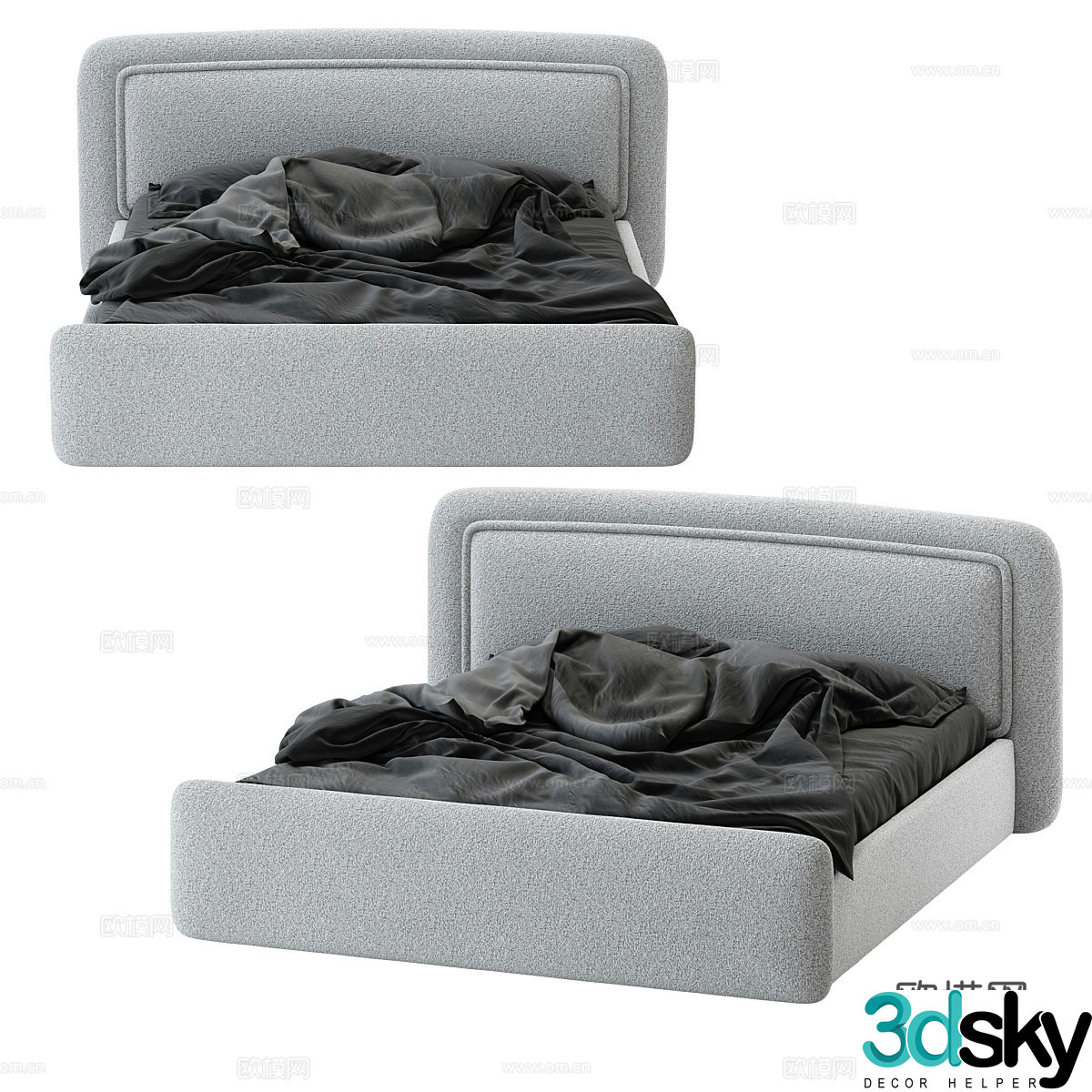 Modern simple double bed Double bed Simple bed Bedroom bed Pillow 3D model