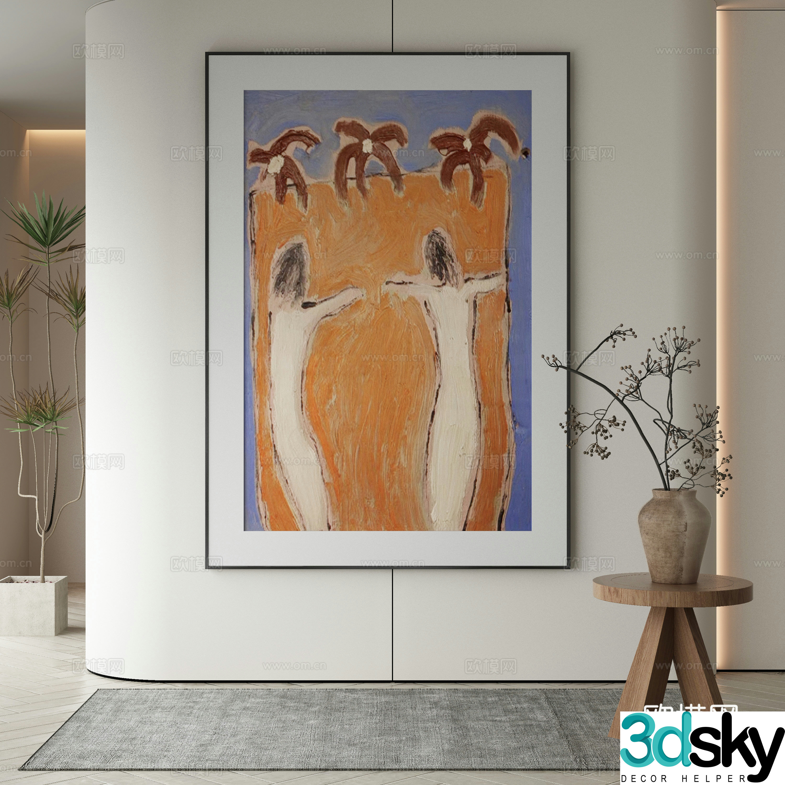 Modern Wasabi Hanging Painting Oil Painting 3D Model