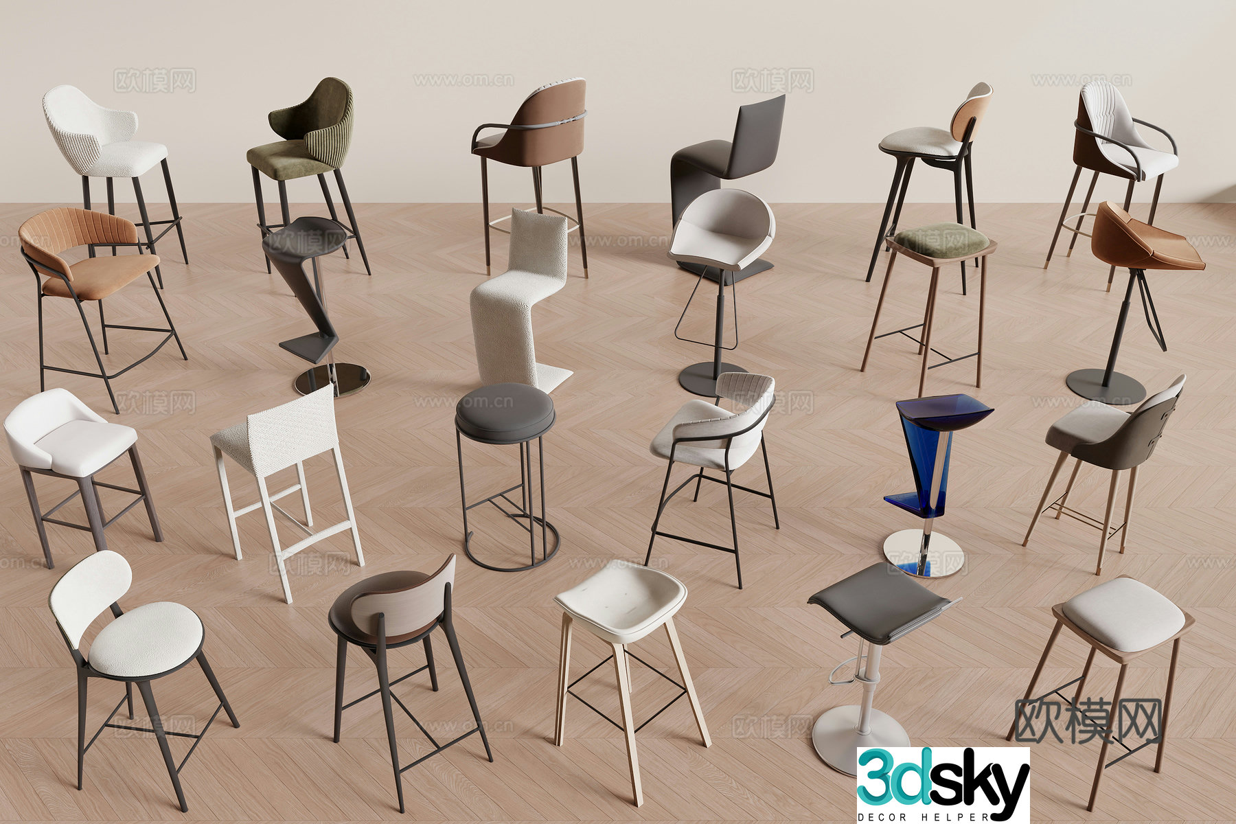 Modern bar chair 3d model