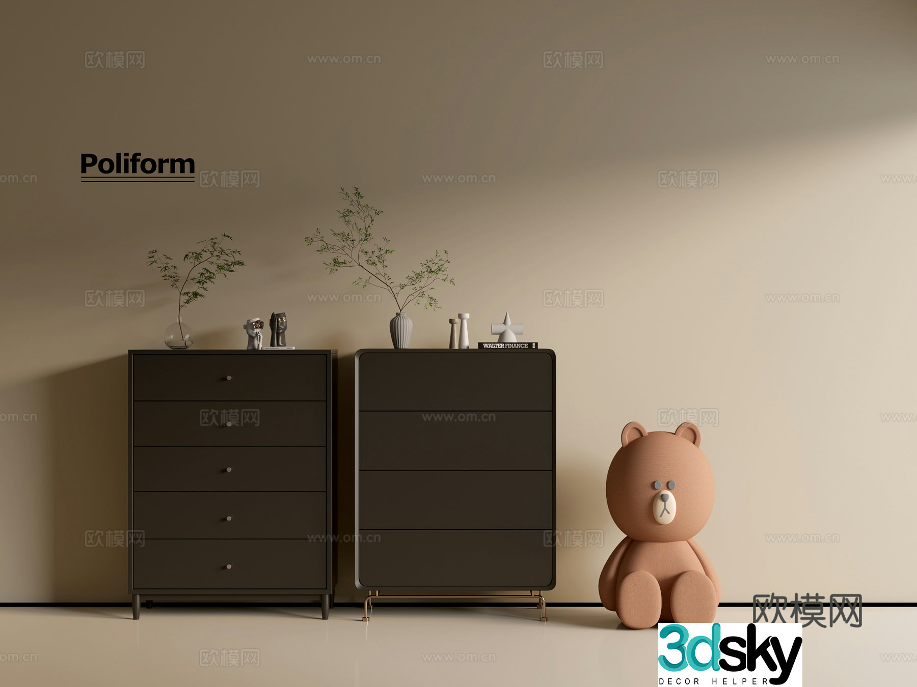 Modern black cabinet ins wind side cabinet chest cabinet low cabinet whole cabinet dining side cabinet balcony cabinet 3d model