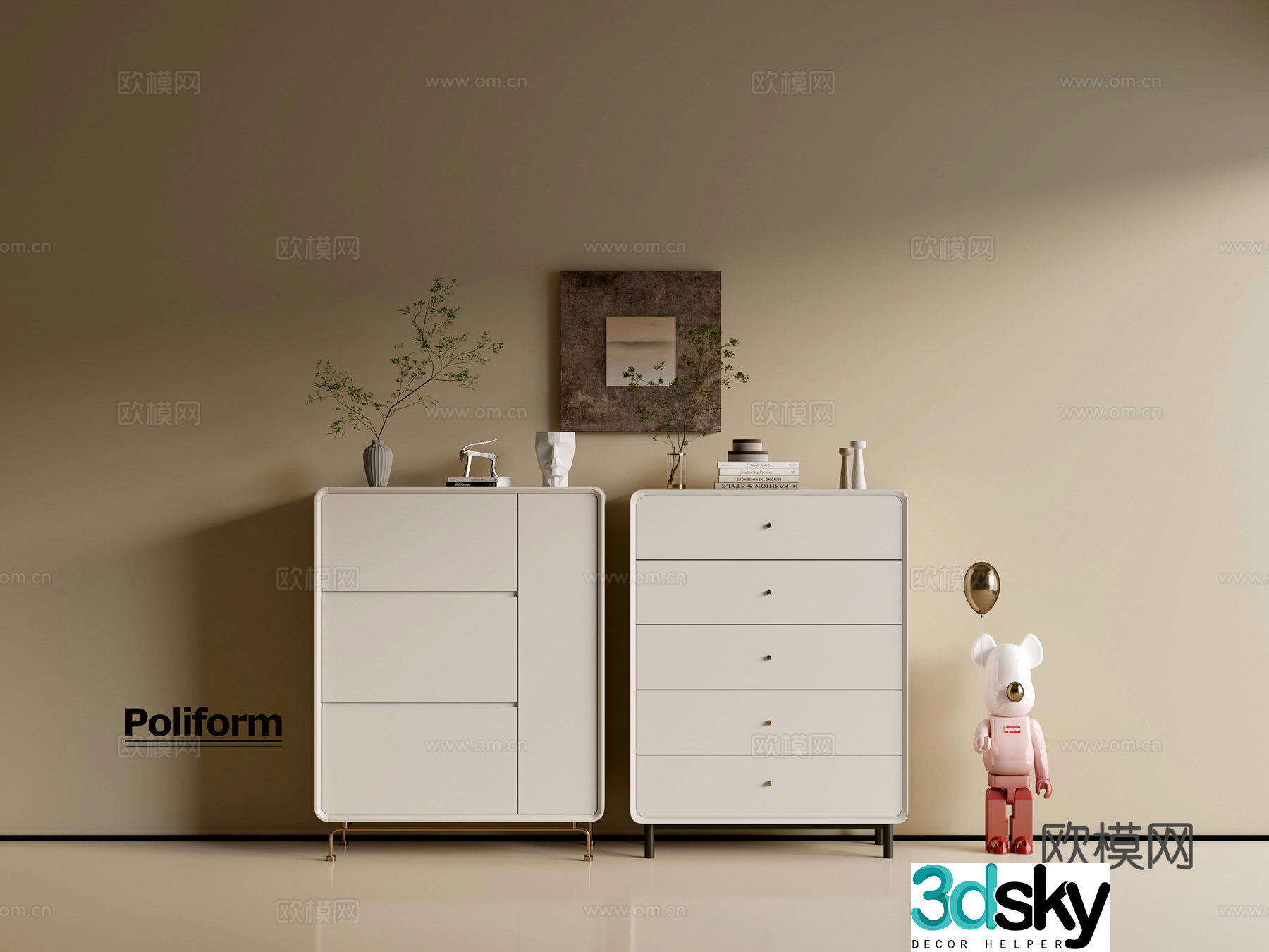 Modern cream wind chest of cabinet ins wind minimalist wind cabinet whole cabinet sideboard balcony cabinet 3d model
