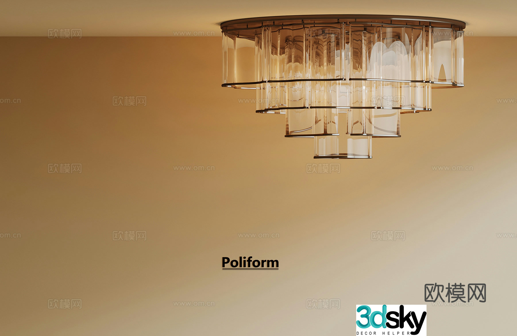New Chinese-style ceiling lamp Crystal lamp 3D model
