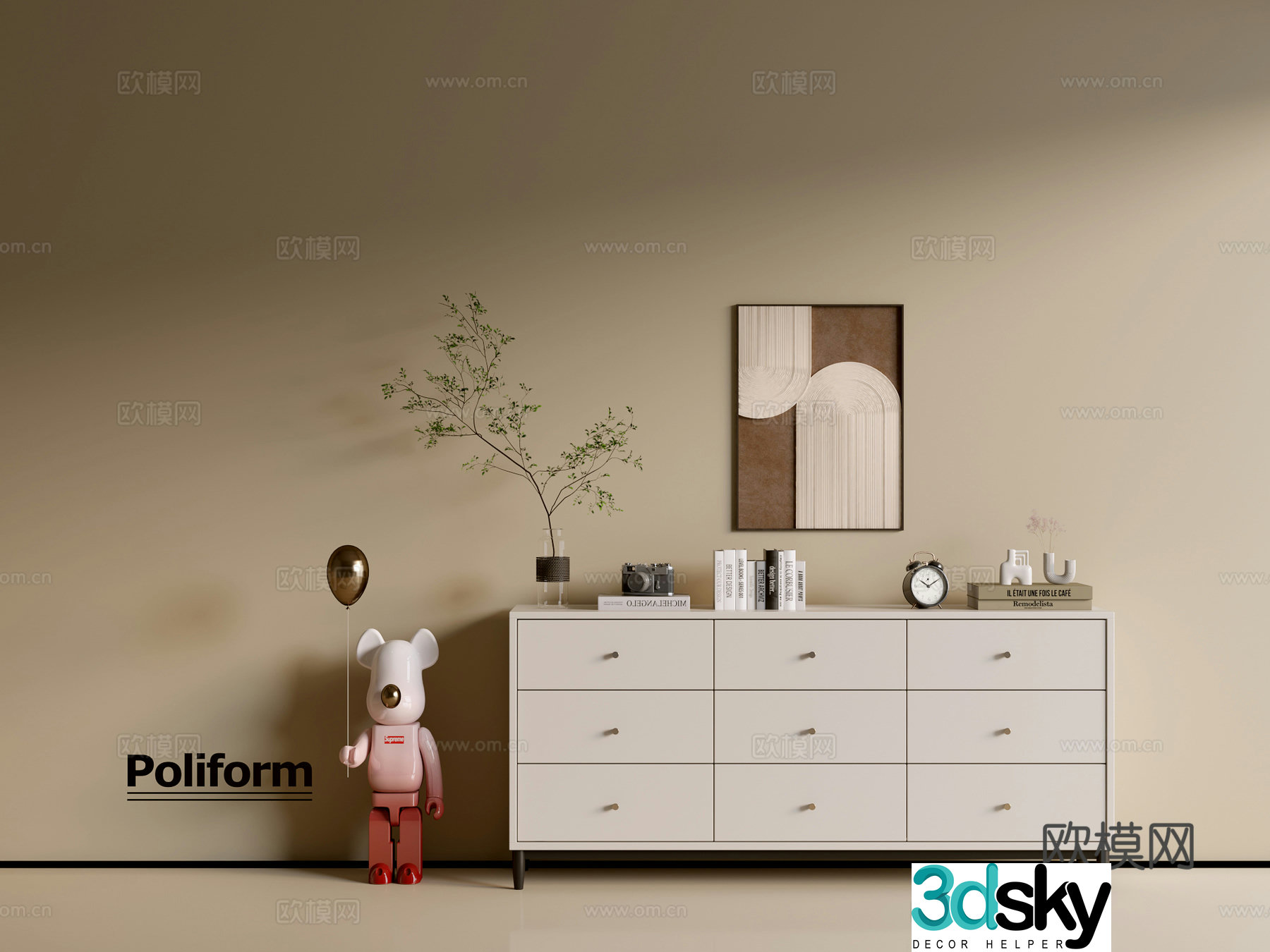 Modern cream wind chest of cabinet ins wind minimalist wind cabinet whole cabinet sideboard balcony cabinet 3d model