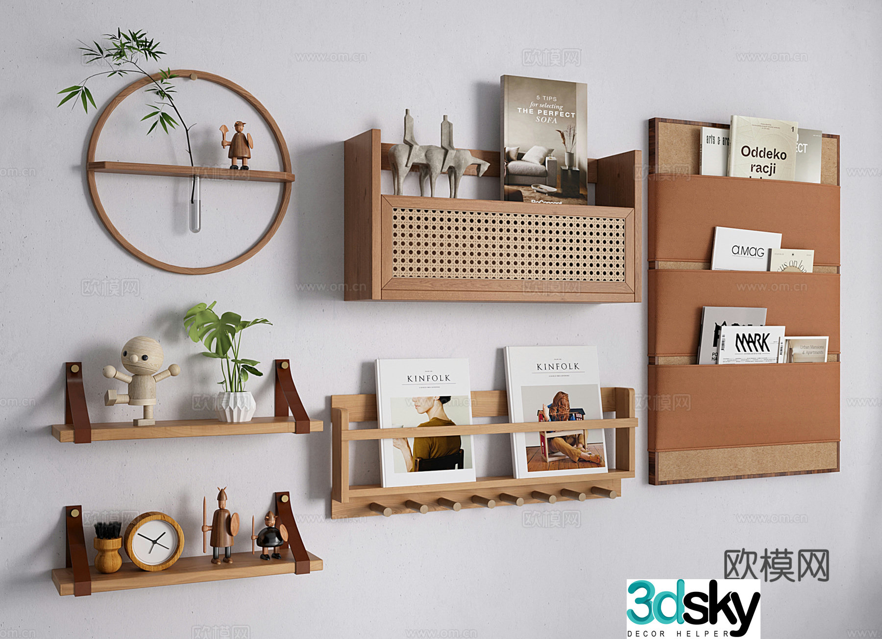 Modern medieval wall hanging shelf wall partition wall bookcase 3d model