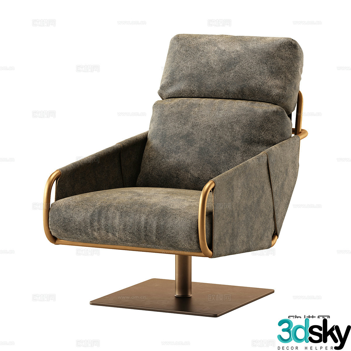 Modern Italian light luxury fabric office chair 3D model