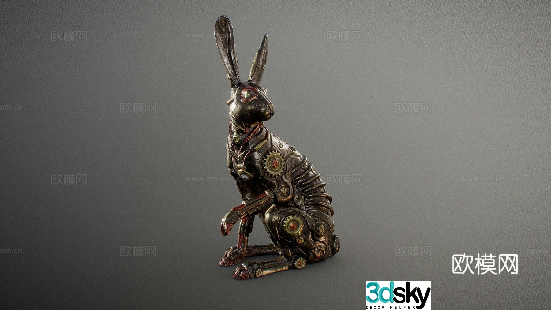 Steampunk rabbit statue 3d model