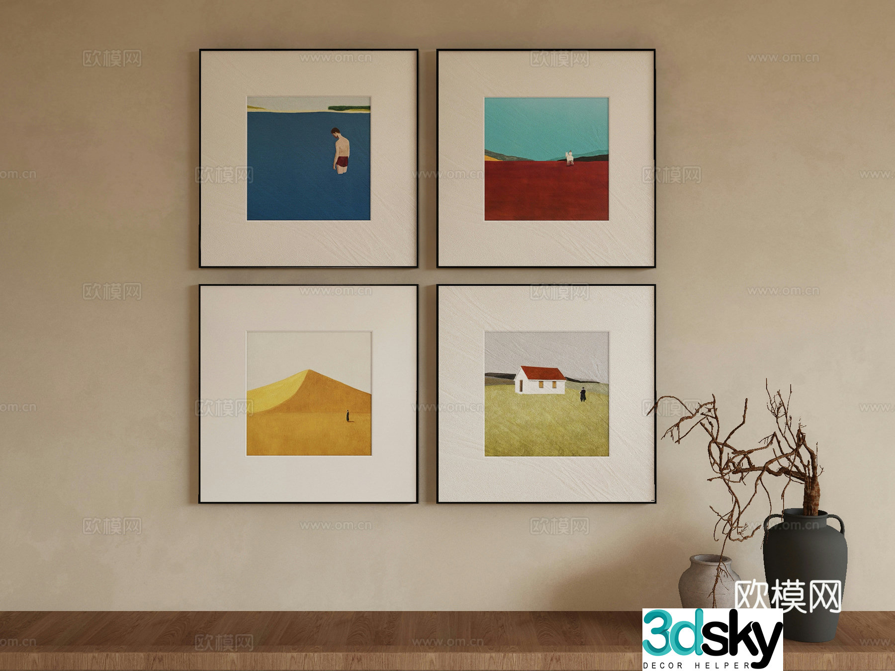 Modern Wasabi Hanging Painting Oil Painting 3D Model