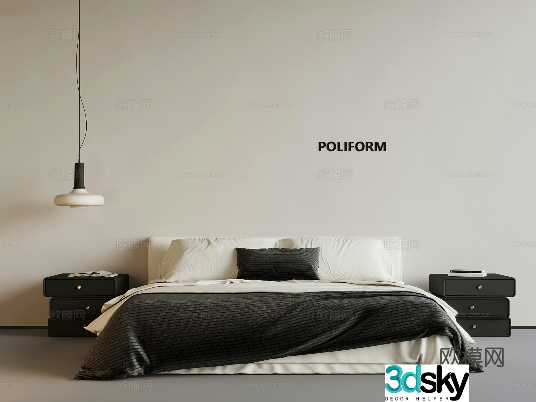 Modern double bed 3d model