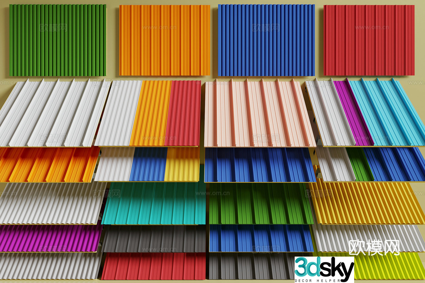 Modern colored steel tile 3D model