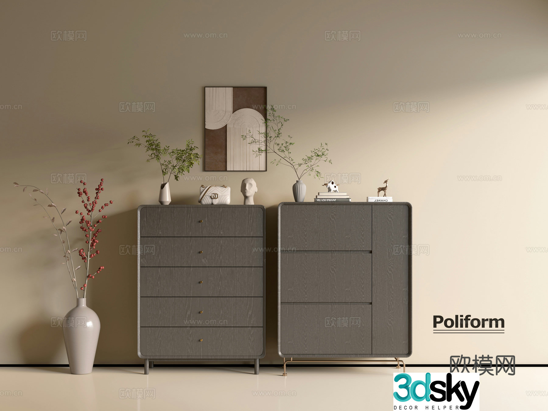 Modern wood grain cabinet ins wind minimalist wind cabinet whole cabinet sideboard balcony cabinet storage 3D model