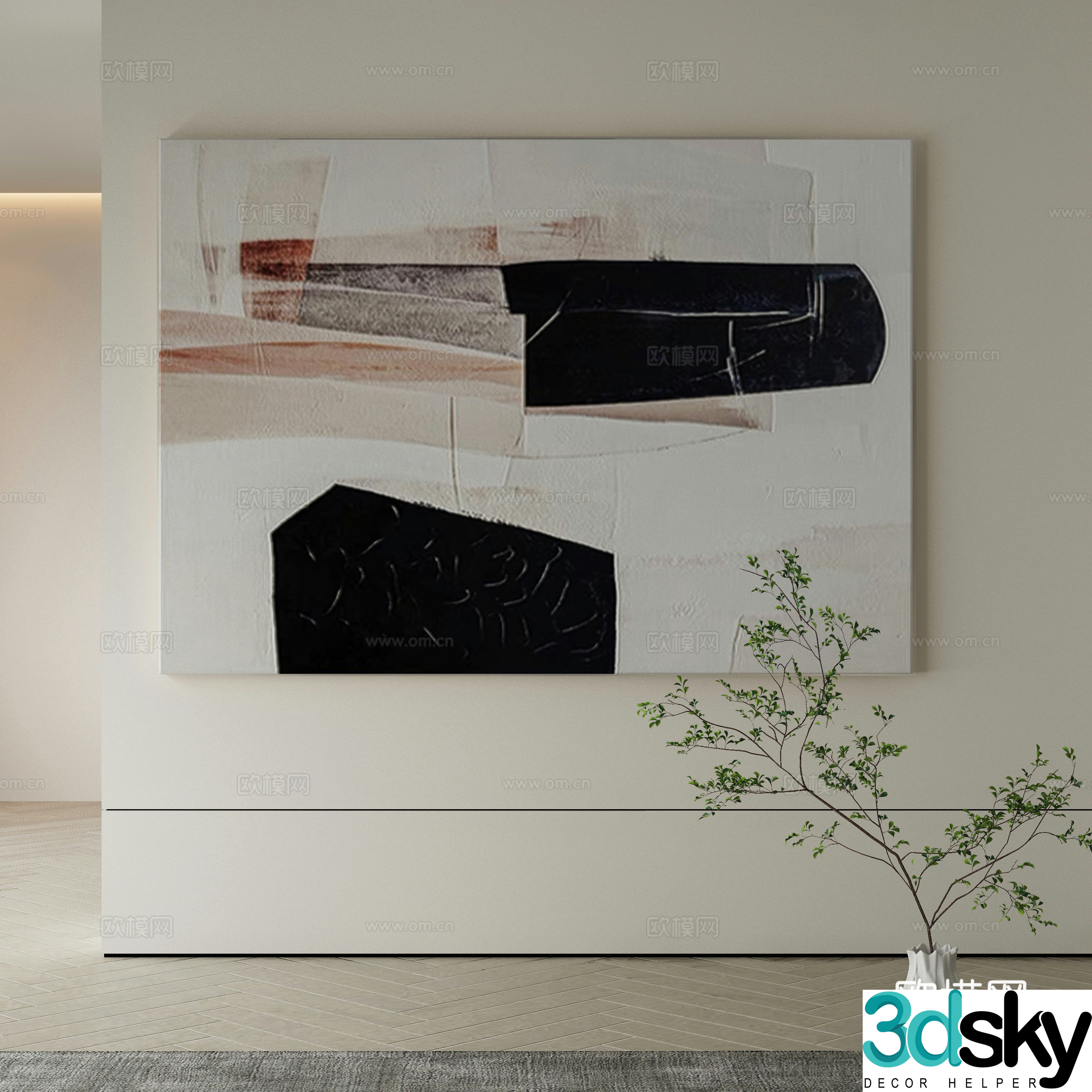 Modern Wasabi Hanging Painting Oil Painting 3D Model