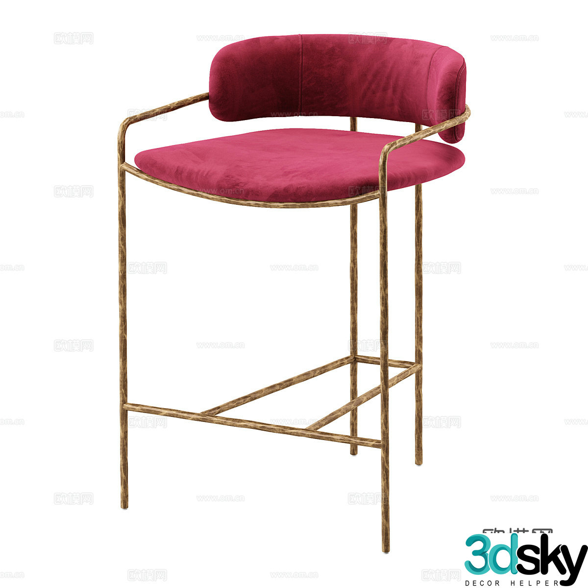 Modern simple light luxury bar chair chair chair simple chair bar stool light luxury bar stool 3D model