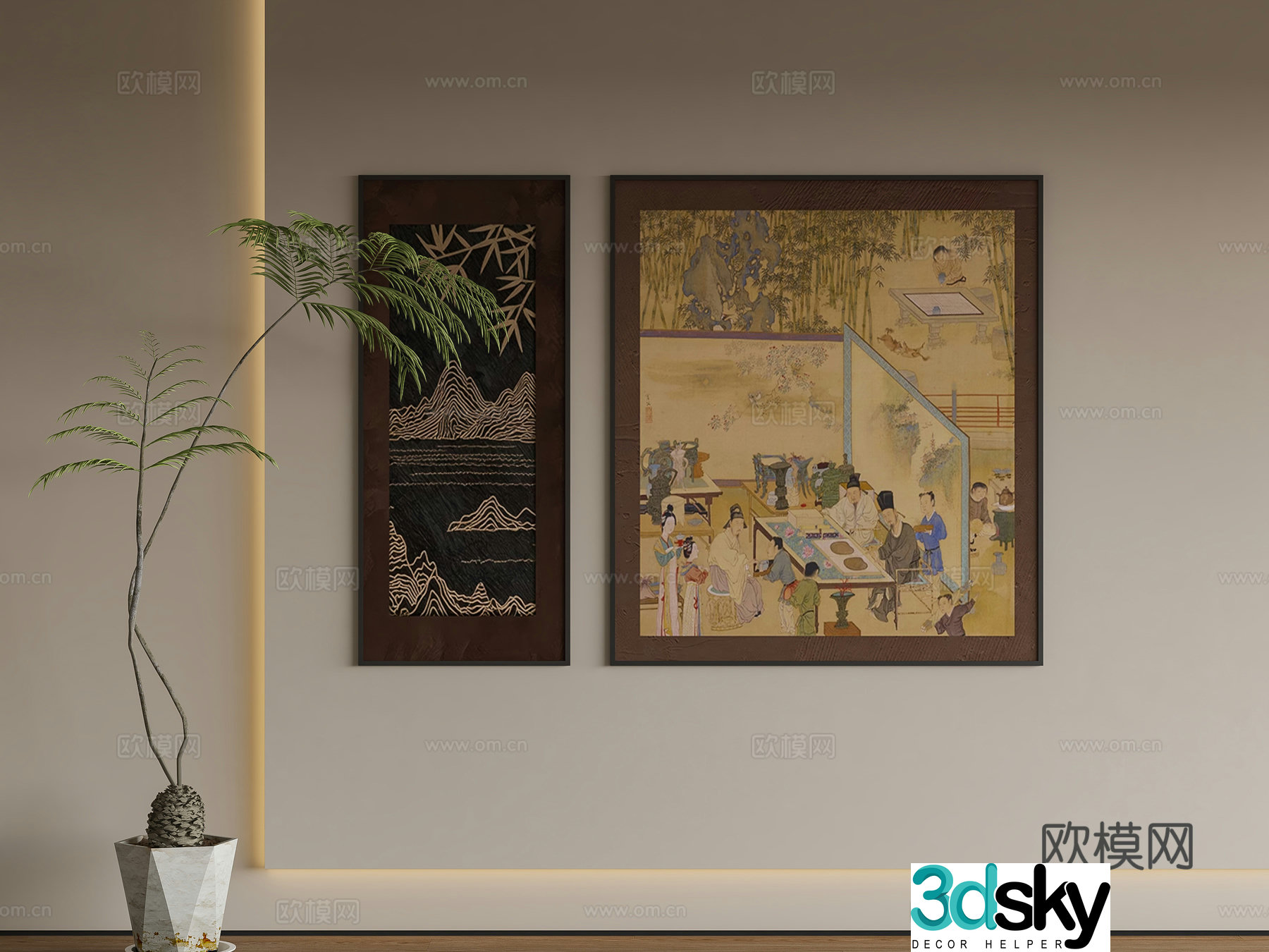 New Chinese Song style hanging painting 3D model