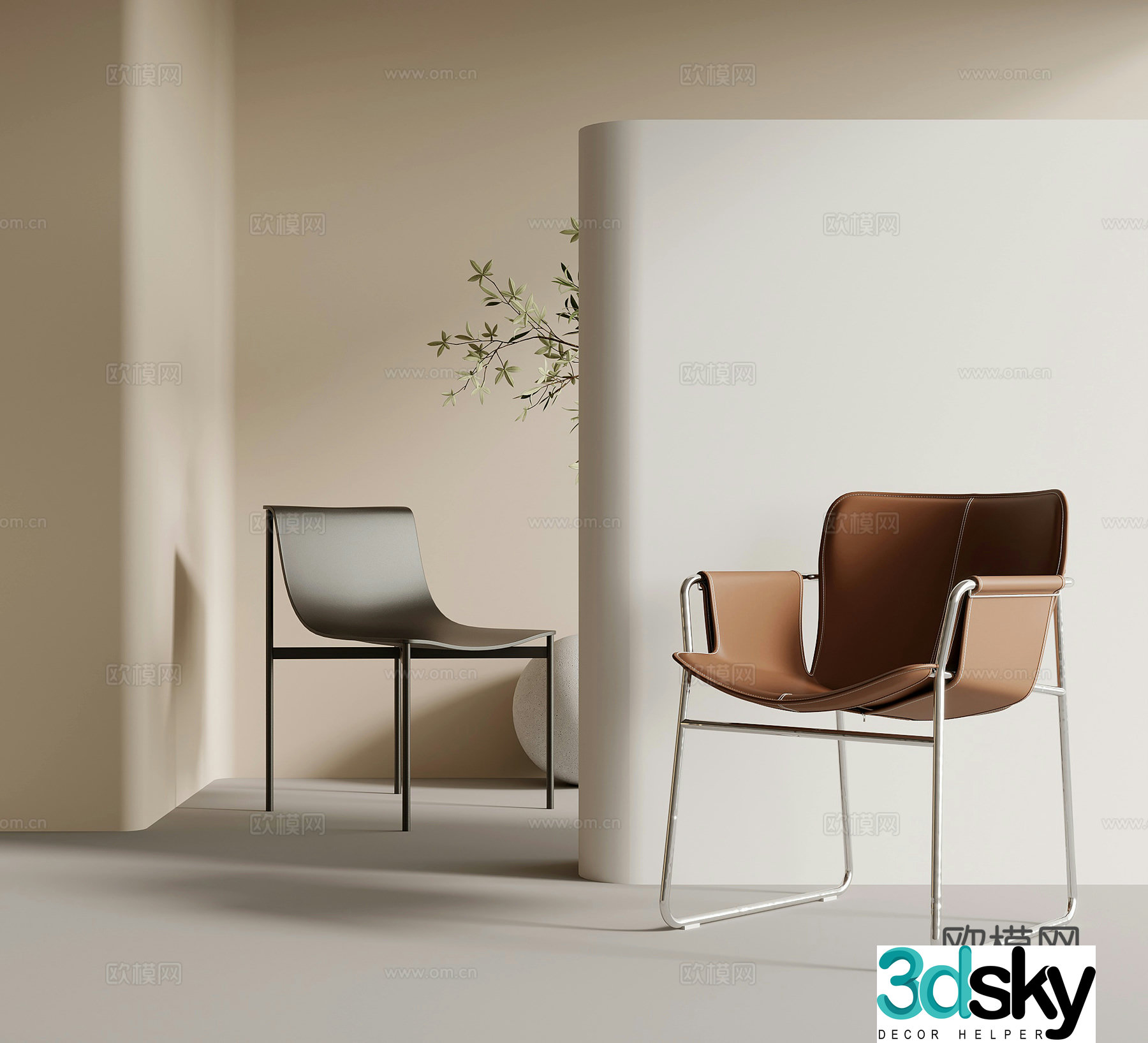 Chair Modern minimalist casual chair Writing chair Dining chair 3d model