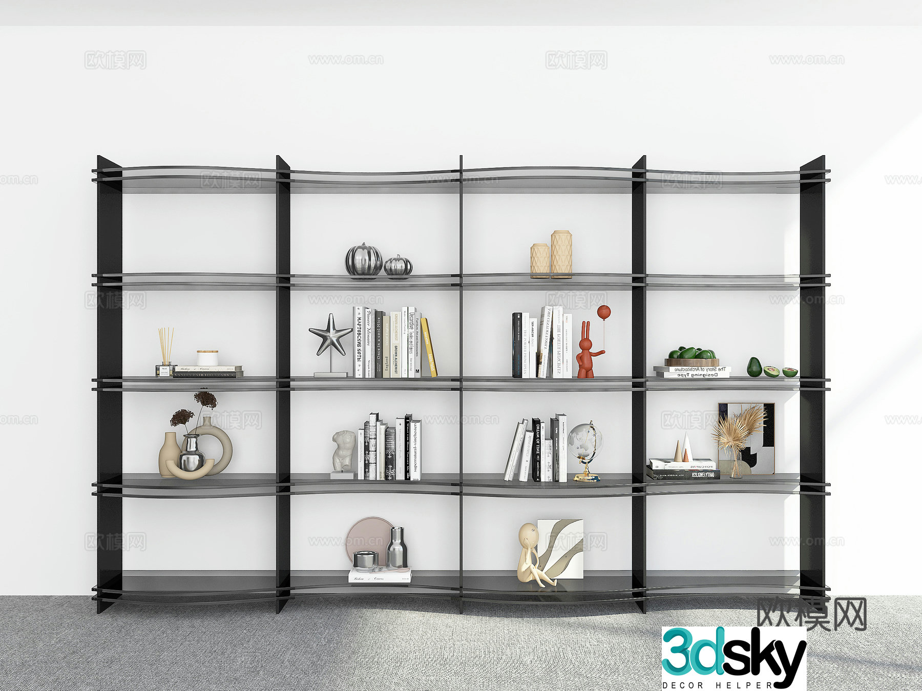 Modern bookshelf 3d model