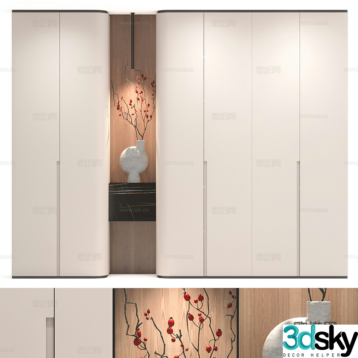 New Chinese style entrance shoe cabinet 3D model