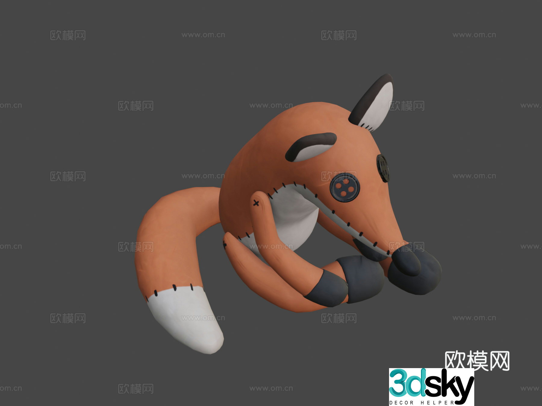 Fox stuffed toy 3d model