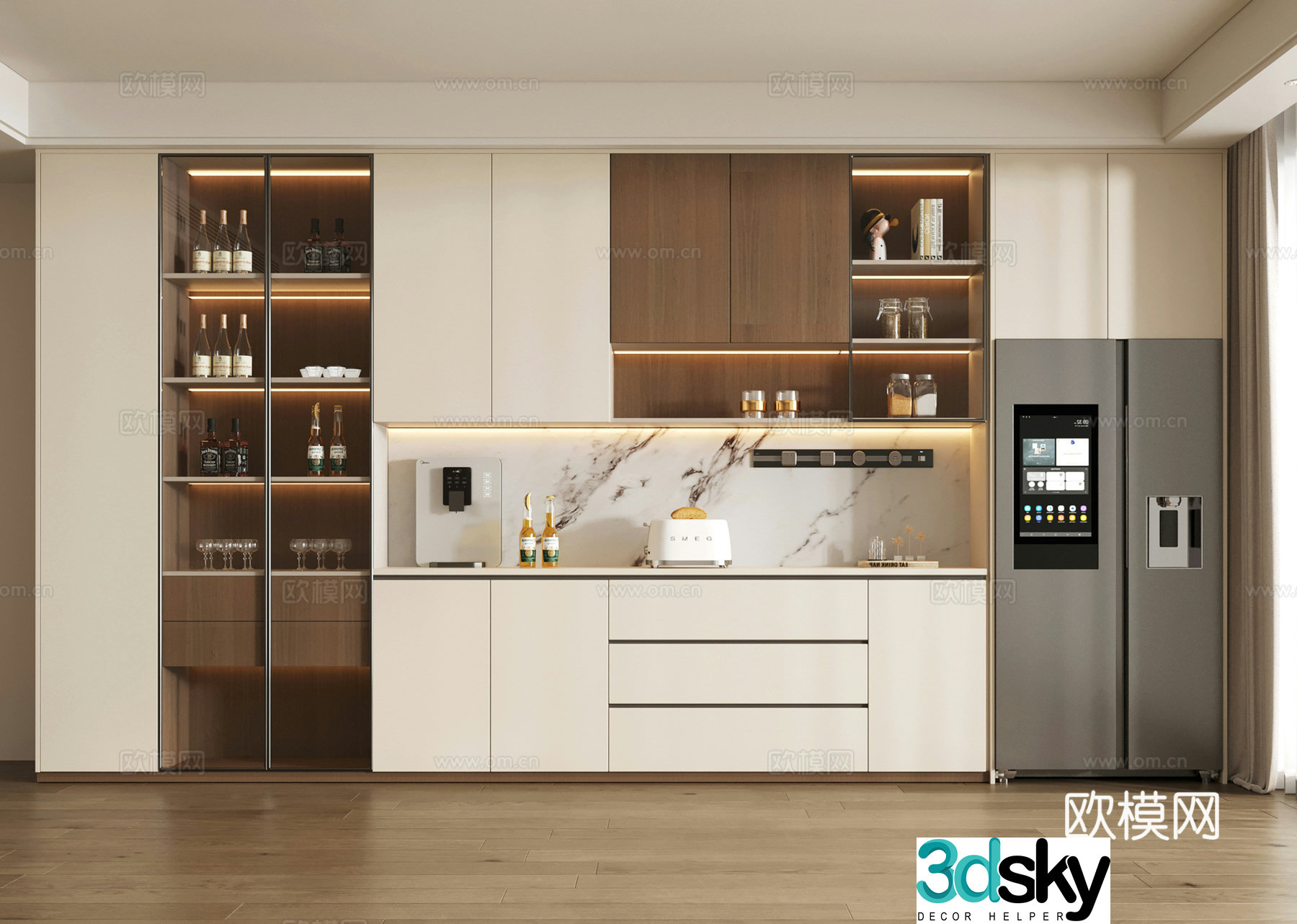 Modern sideboard wine cabinet sideboard sideboard ornaments wine cabinet refrigerator cabinet wine cabinet 3D model