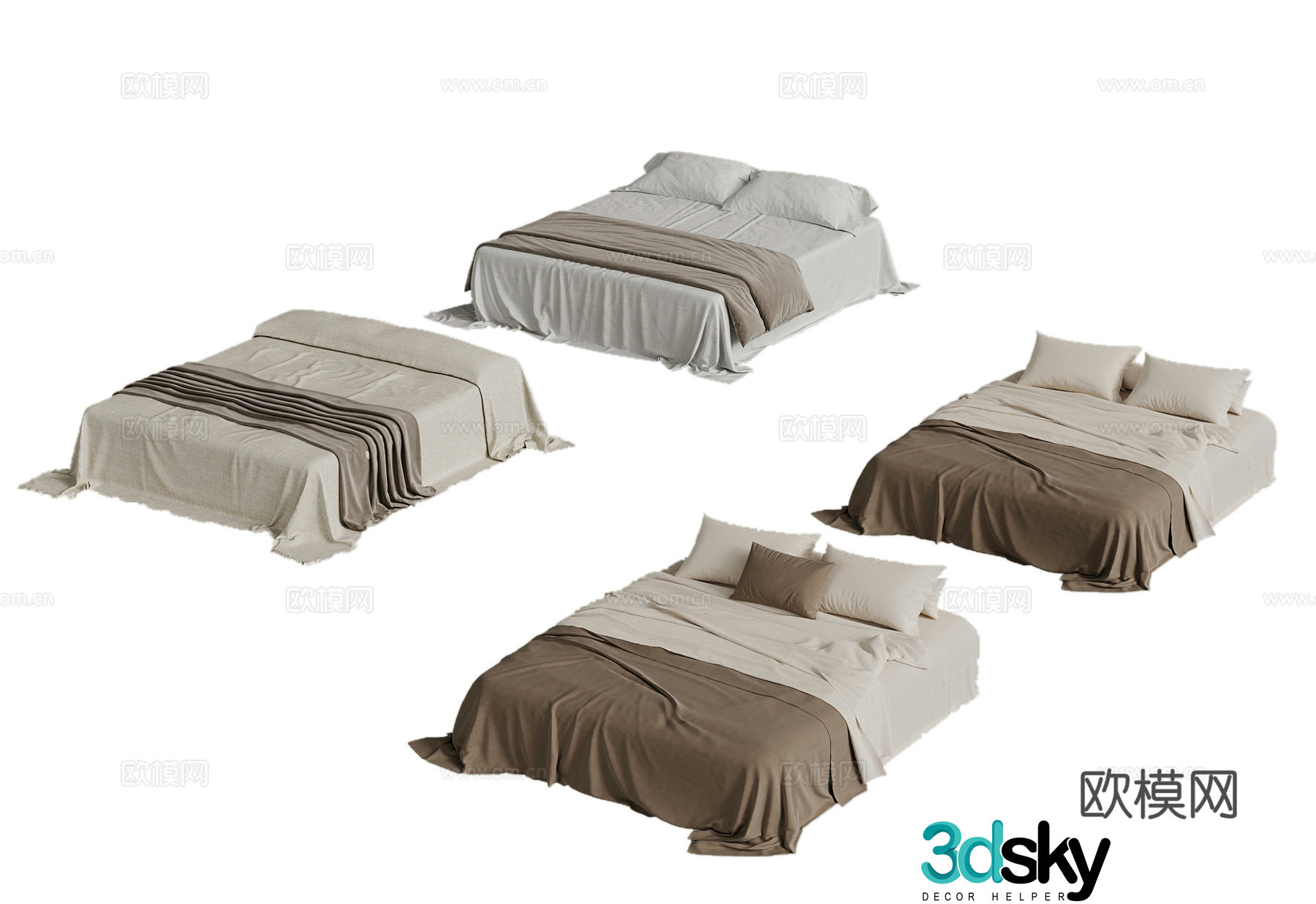 Modern double bed 3d model