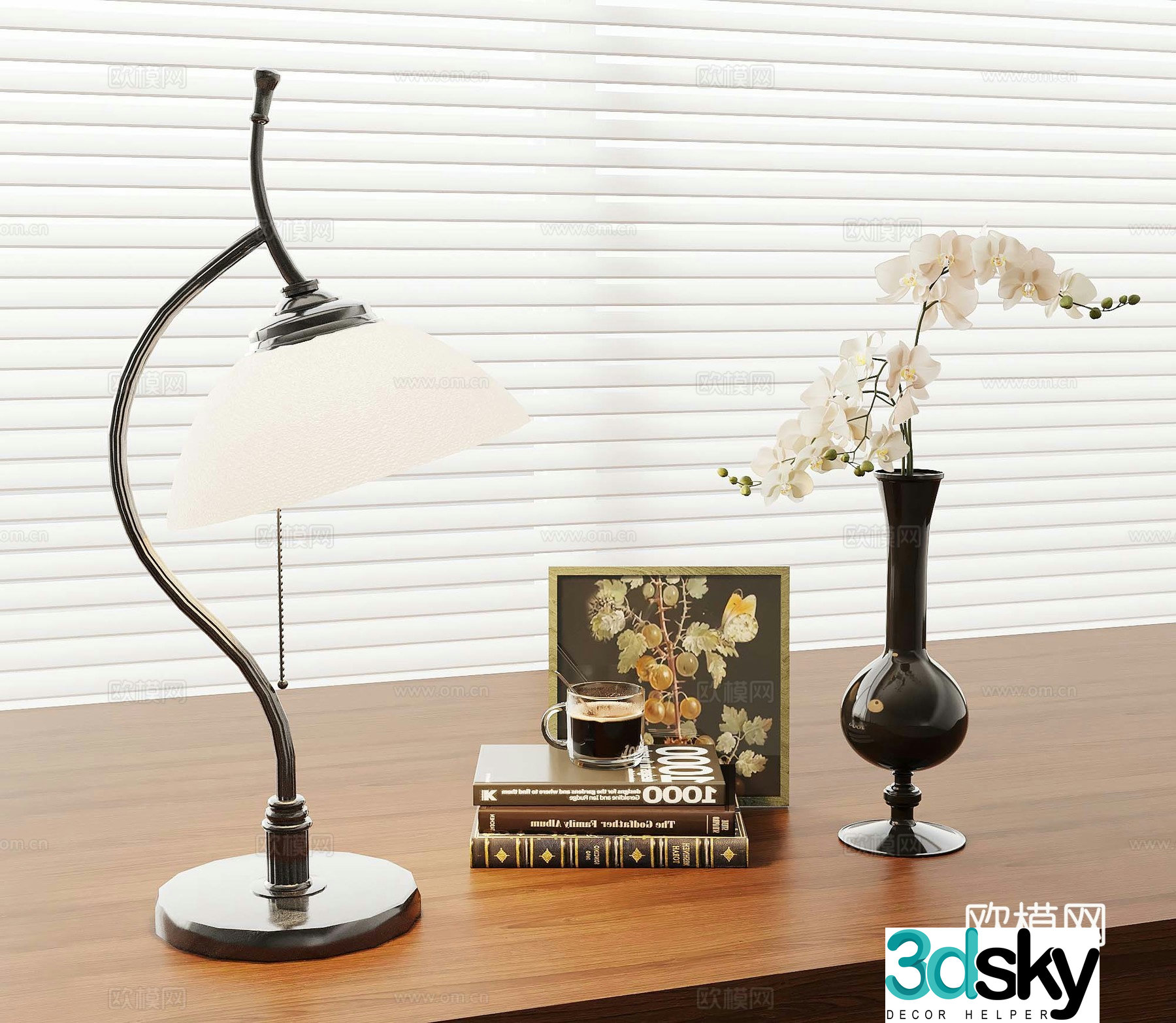 French desk lamp vase 3d model