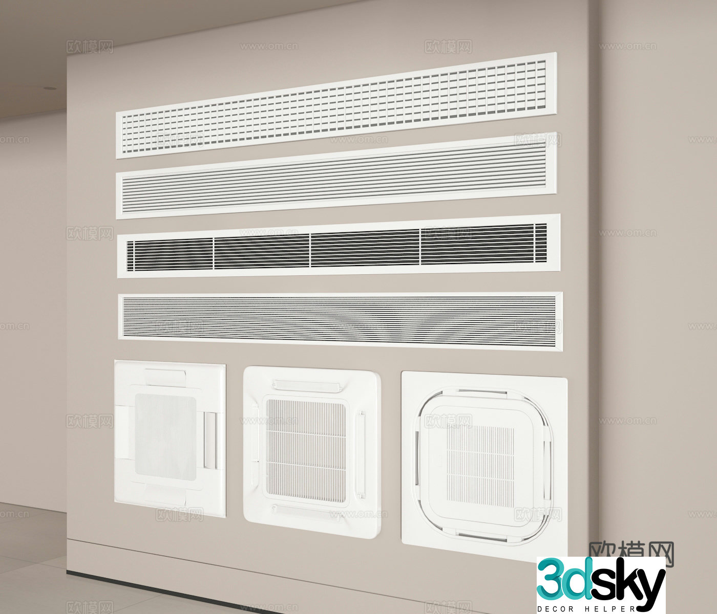 Air conditioning air outlet 3D model