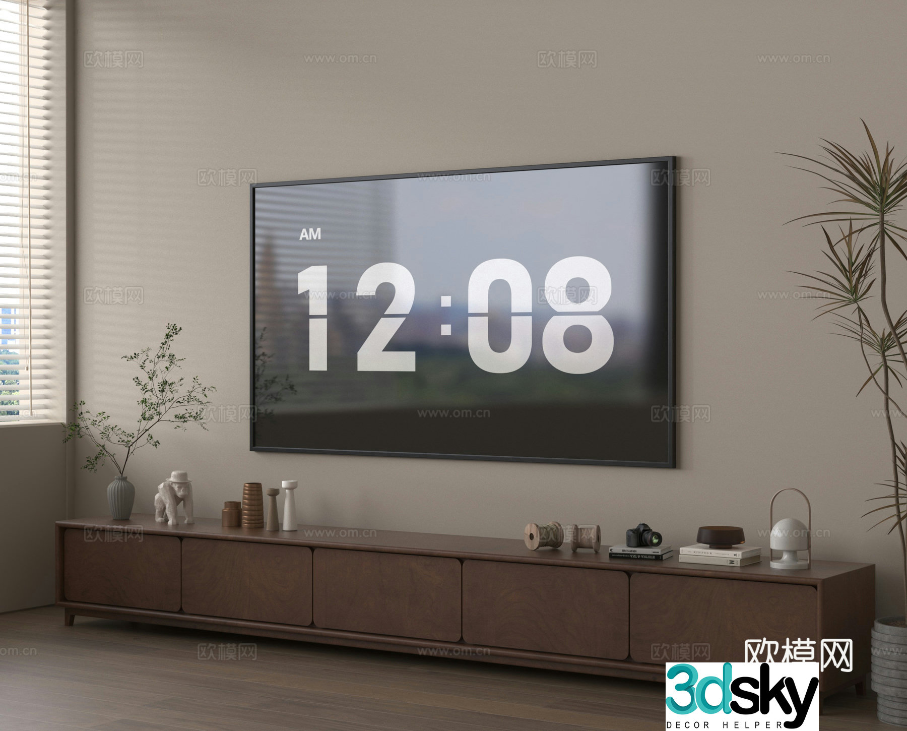 TV cabinet TV ornament vase flower art 3d model