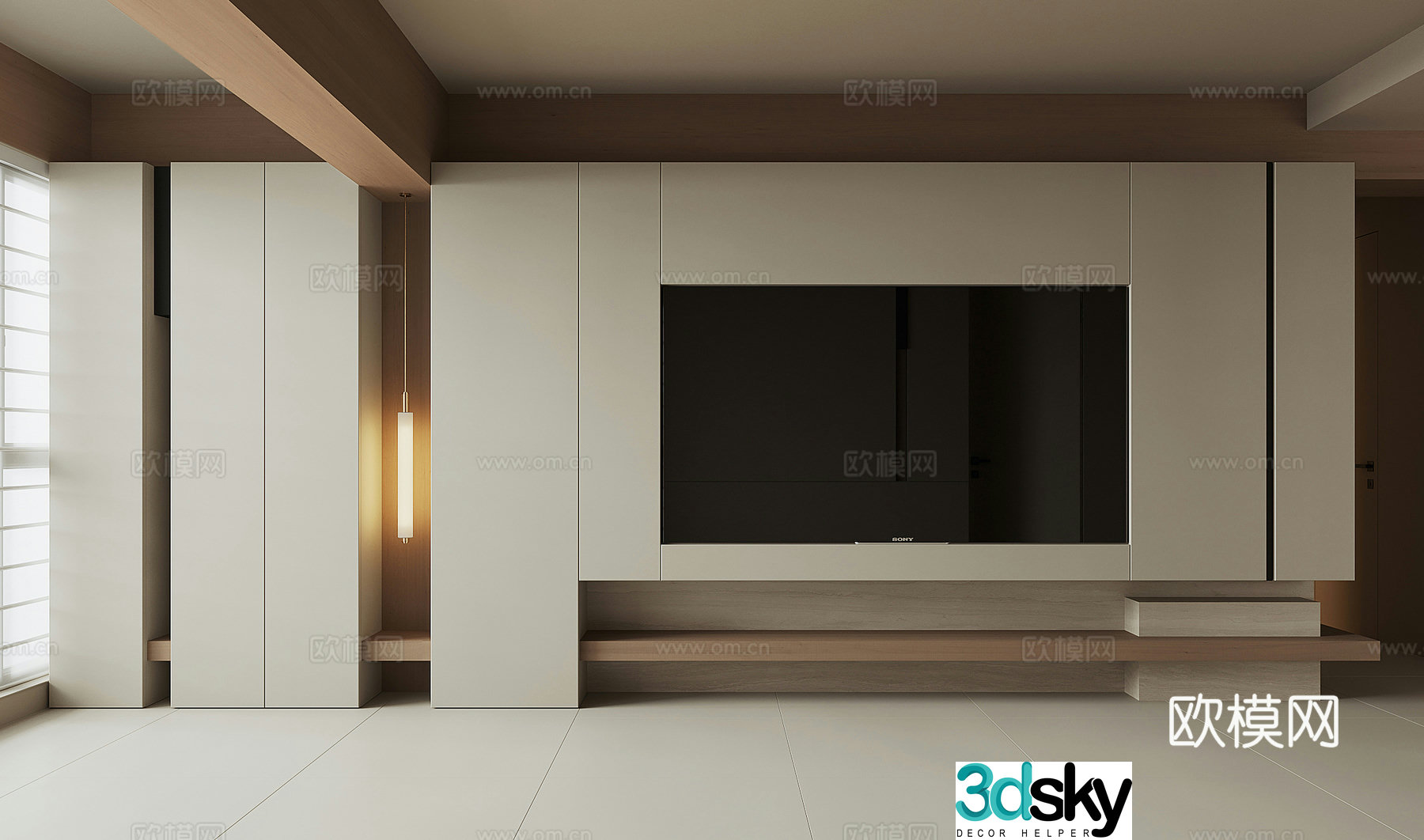 Modern TV background wall 3d model