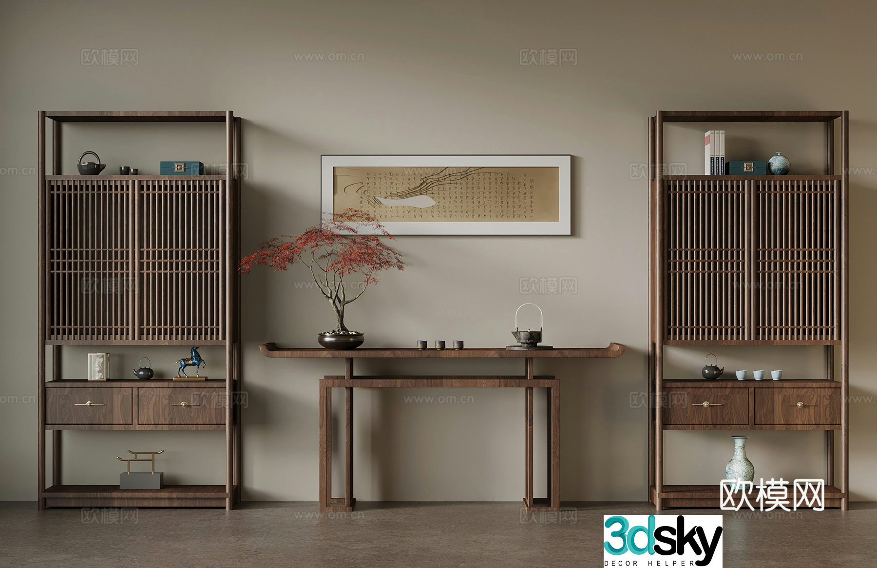 Tea cabinet new Chinese-style tea cabinet tea room ornament 3D model