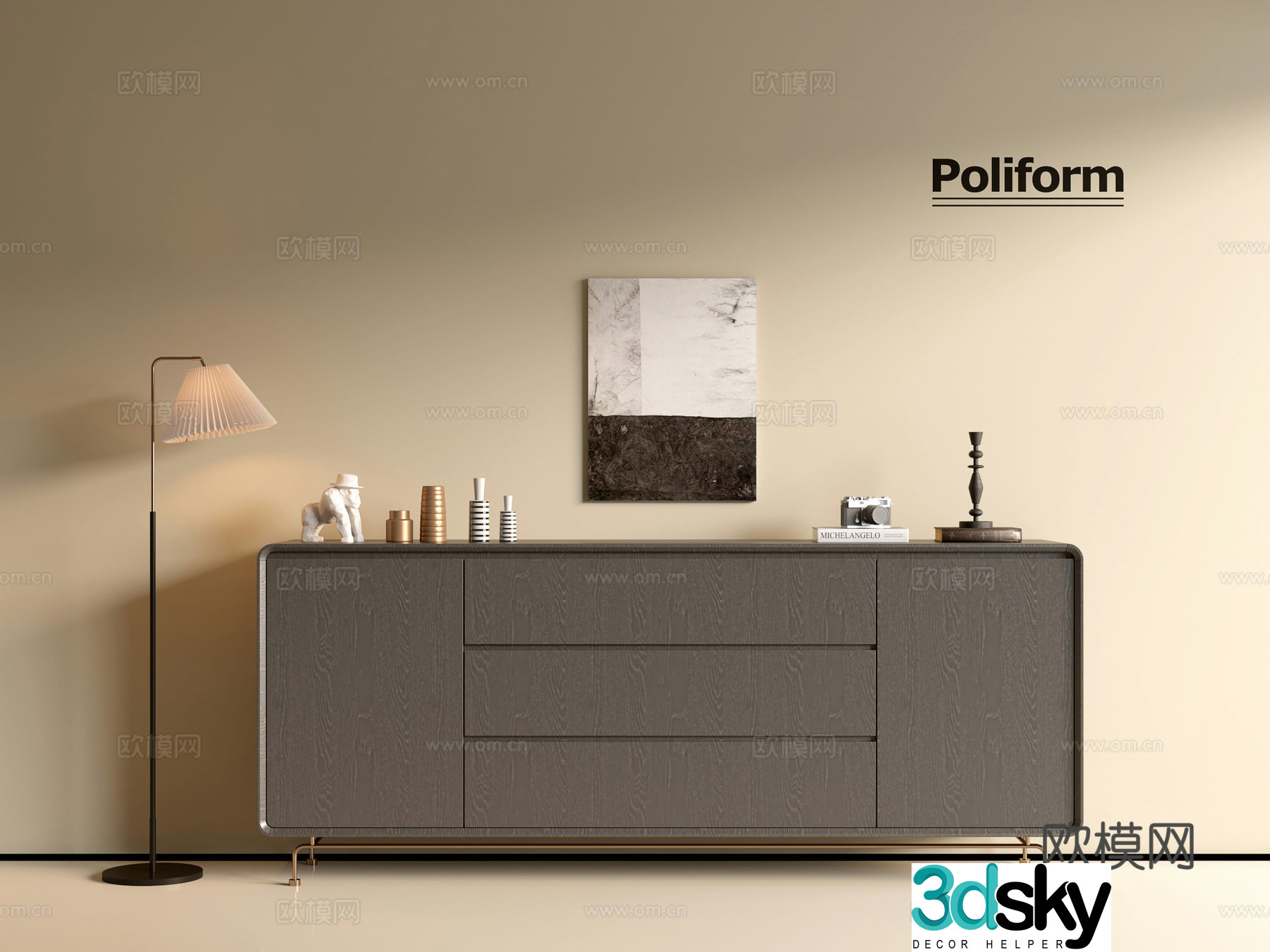 Modern wood grain cabinet ins wind minimalist wind cabinet whole cabinet sideboard balcony cabinet storage 3D model