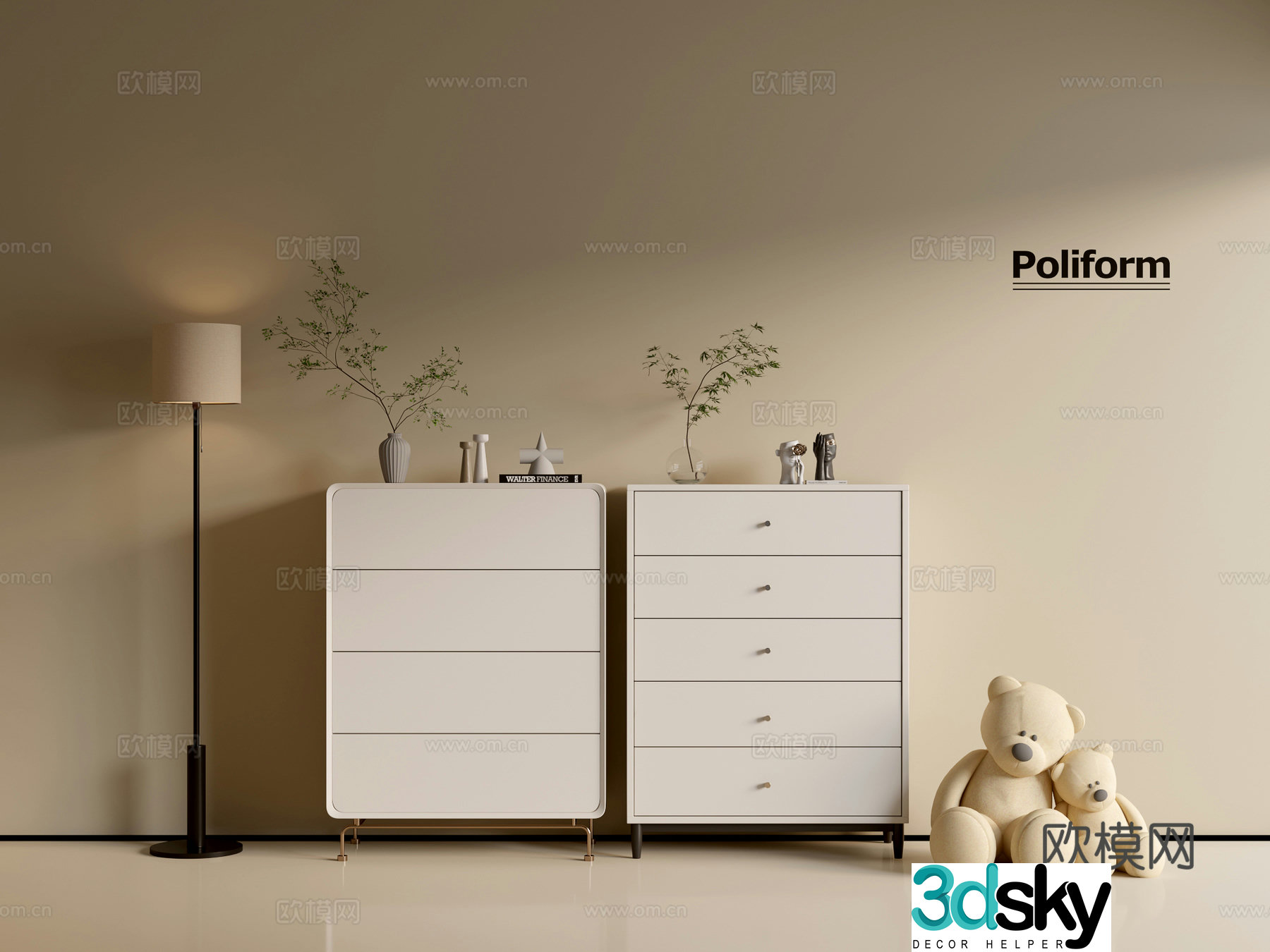 Modern cream wind chest of cabinet ins wind minimalist wind cabinet whole cabinet sideboard balcony cabinet 3d model