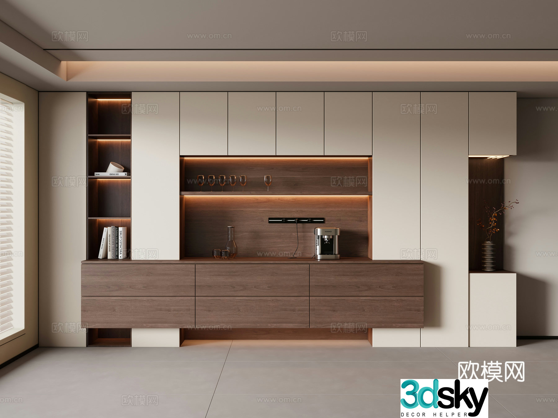 Modern medieval sideboard wine cabinet 3d model