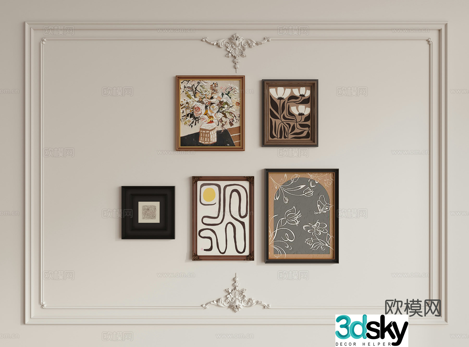 3D model of medieval combination hanging paintings