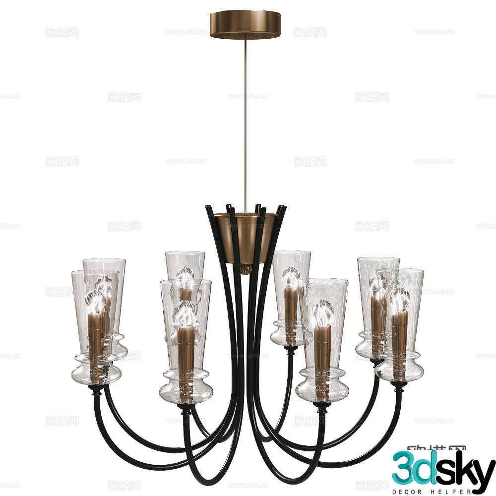 American simple decorative chandelier 3d model