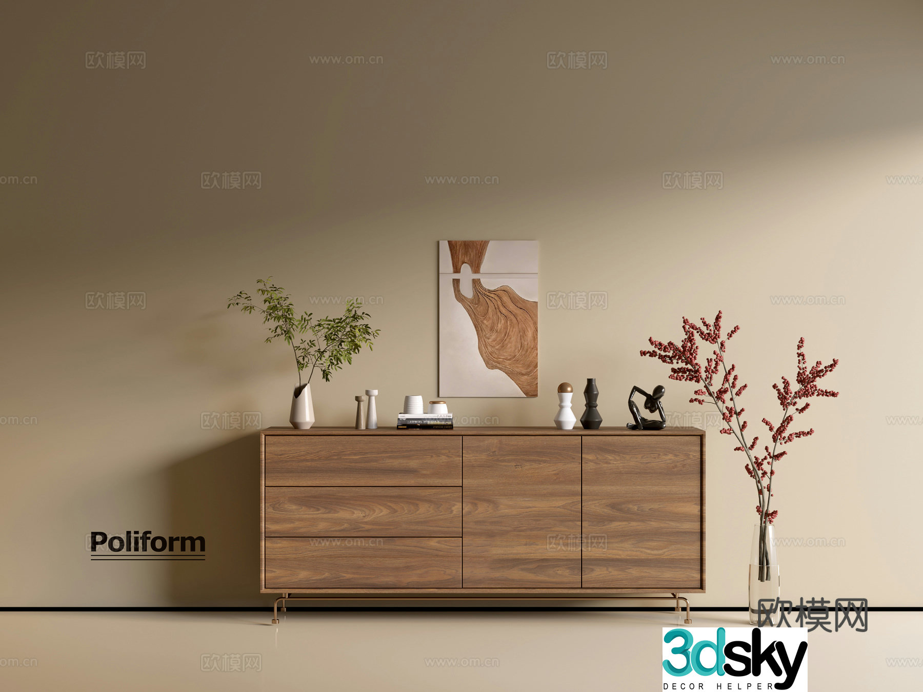 Modern wood grain cabinet ins wind minimalist wind cabinet whole cabinet sideboard balcony cabinet storage 3D model