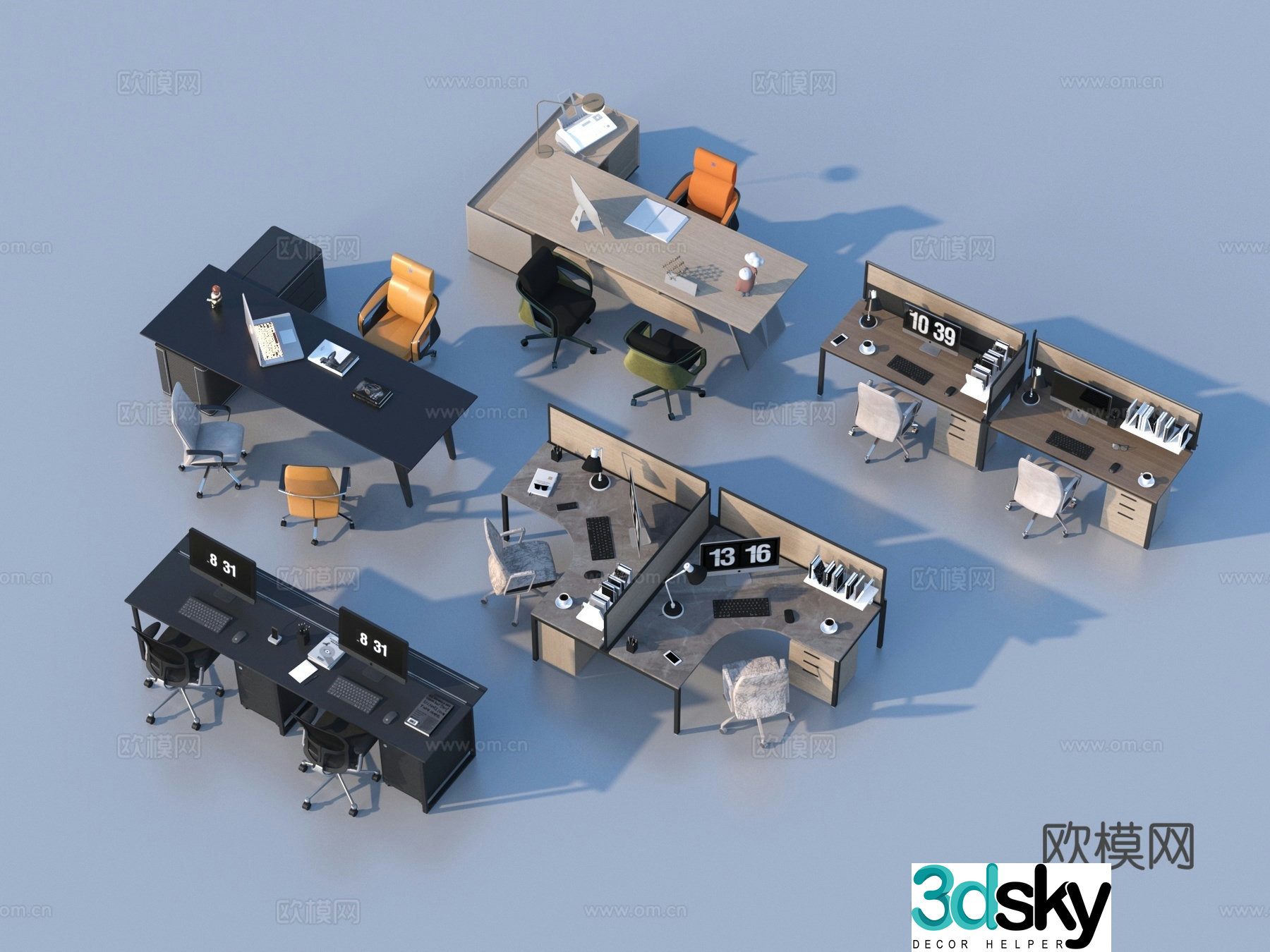 desk office desk boss desk 3d model
