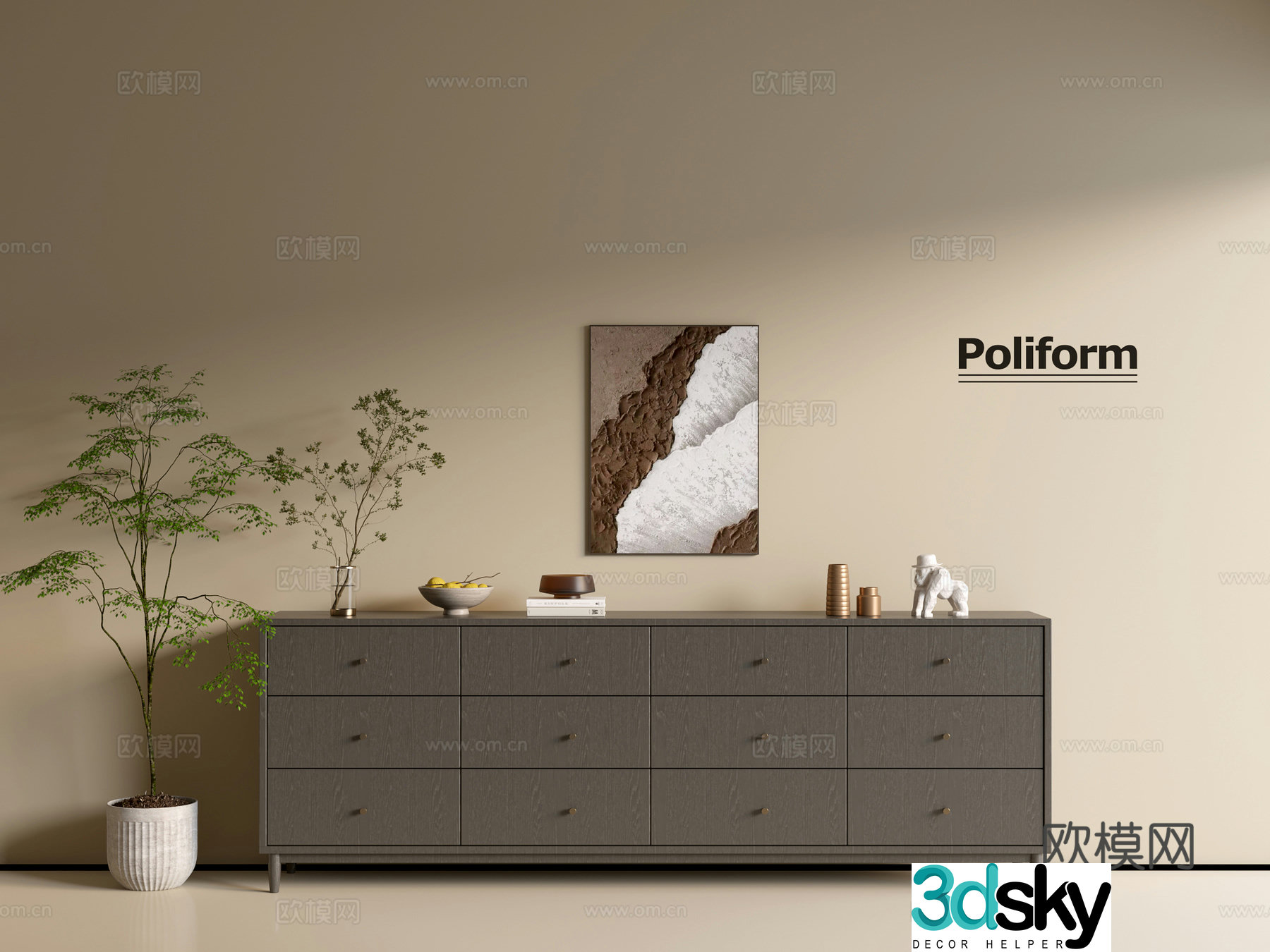 Modern wood grain cabinet ins wind minimalist wind cabinet whole cabinet sideboard balcony cabinet storage 3D model