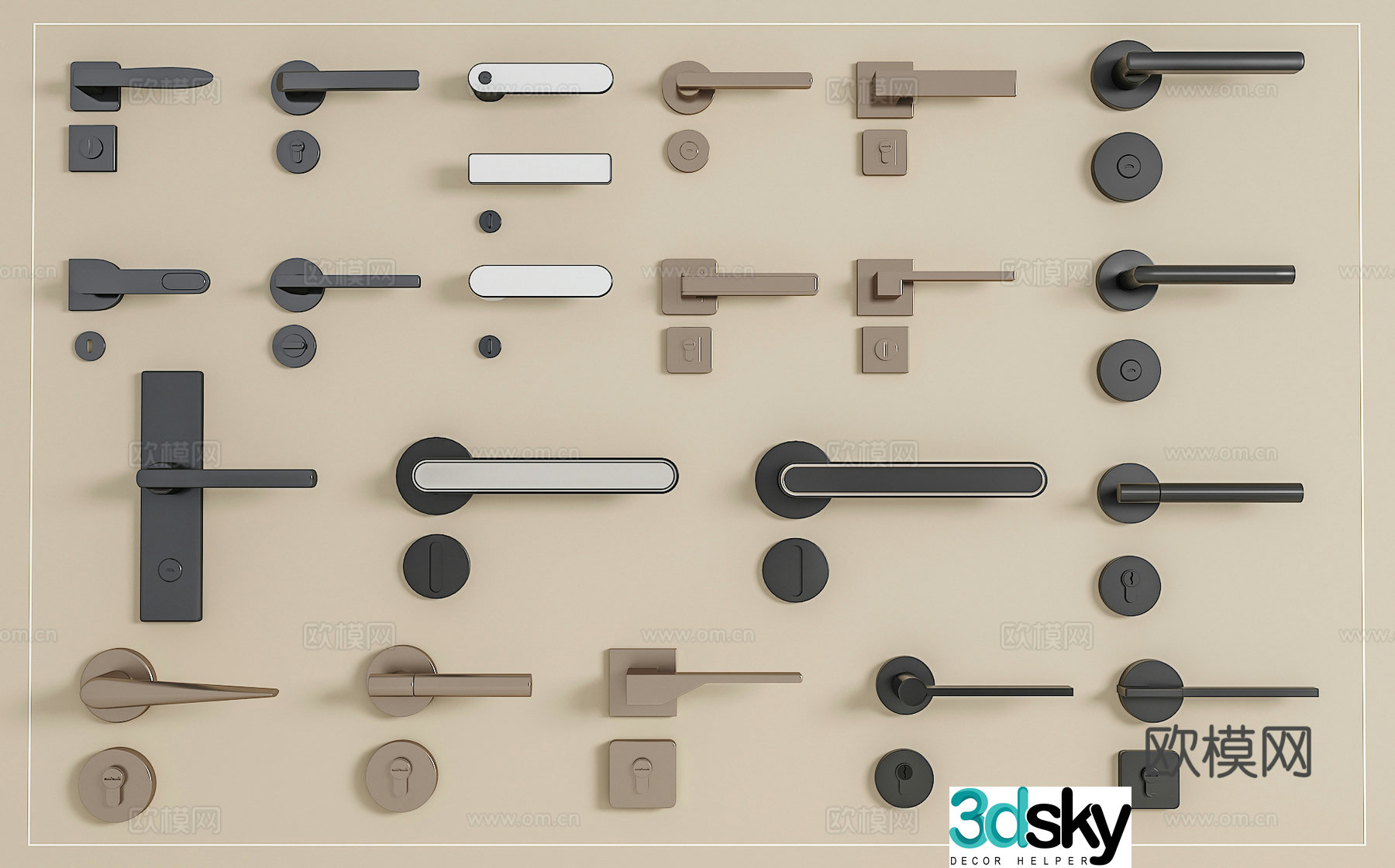 Hardware door lock Hardware handle Door handle 3D model
