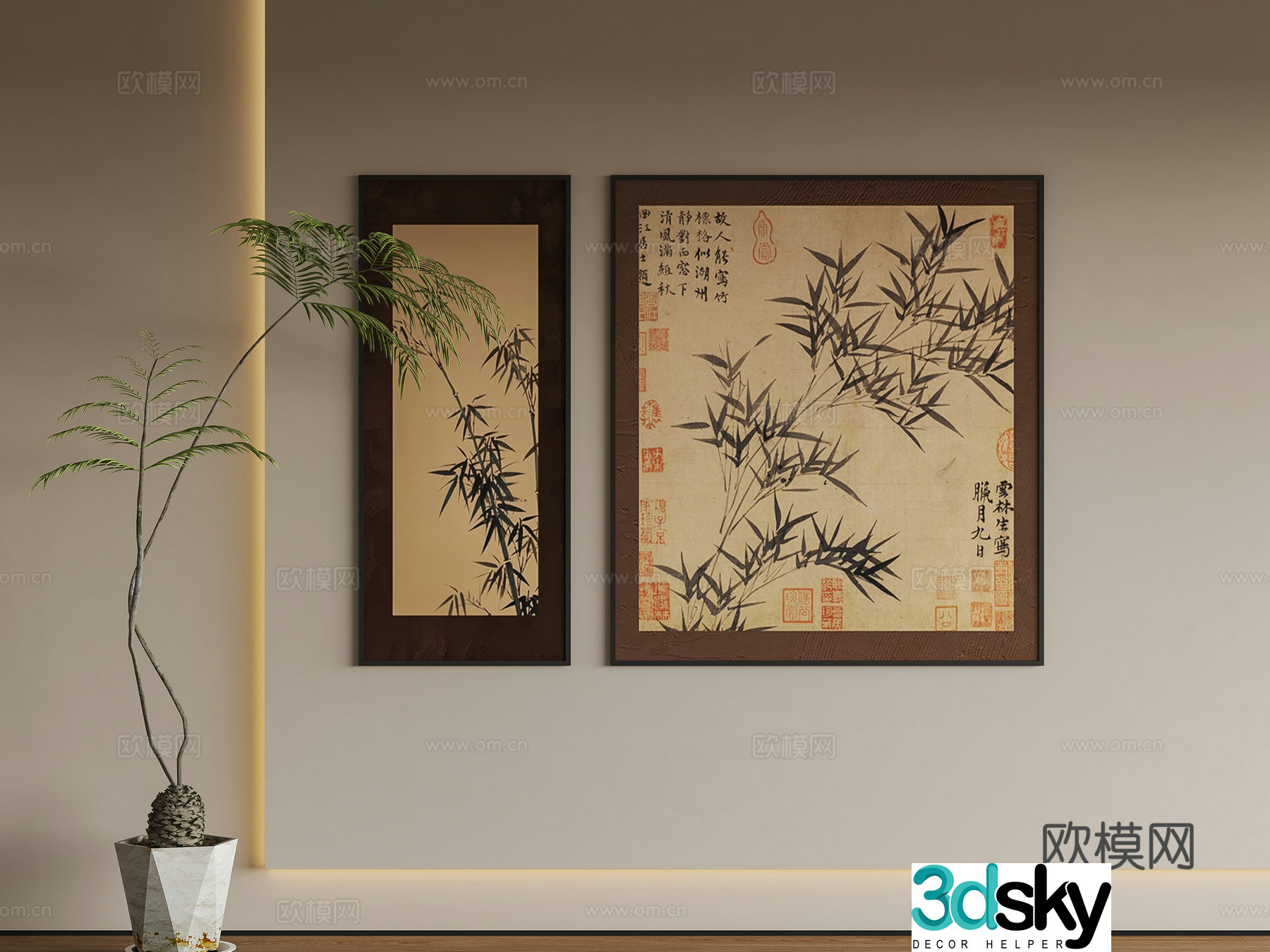New Chinese Song style hanging painting 3D model