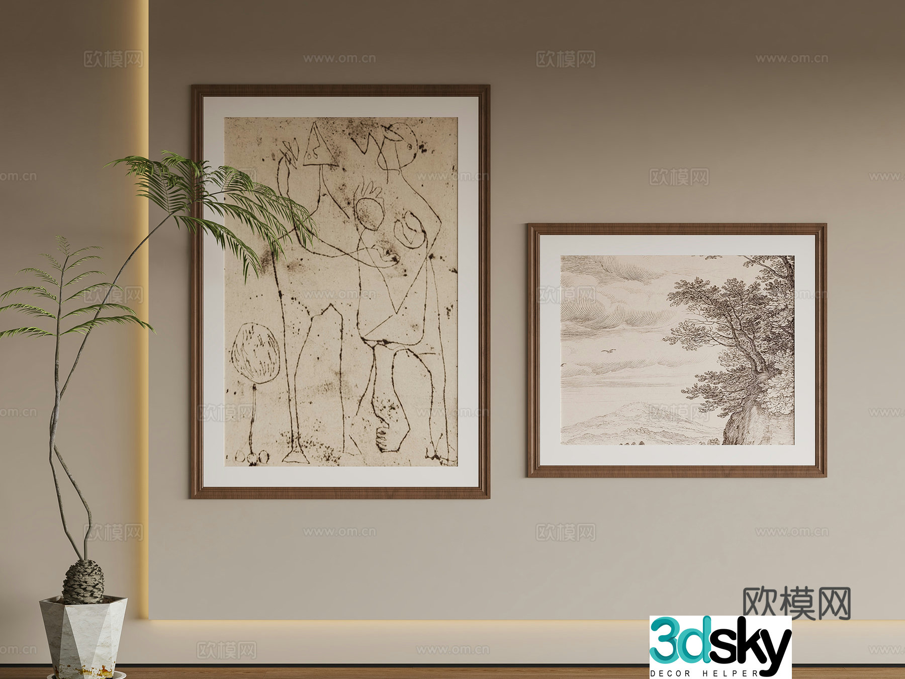 New Chinese Song style hanging painting 3D model