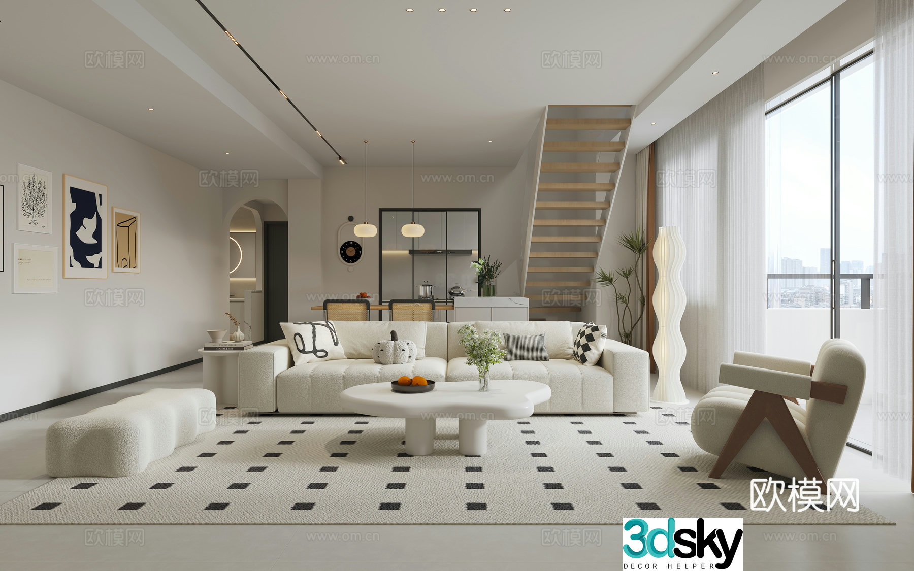 Creamy Style Restaurant 3D Model