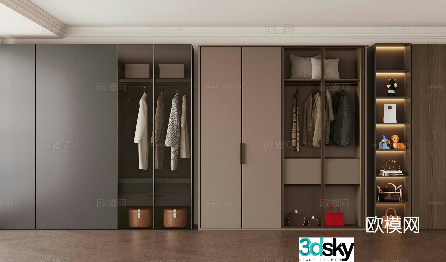 Modern Italian wardrobe Light luxury Italian wardrobe Bedroom wardrobe Master bedroom wardrobe Glass wardrobe 3D model