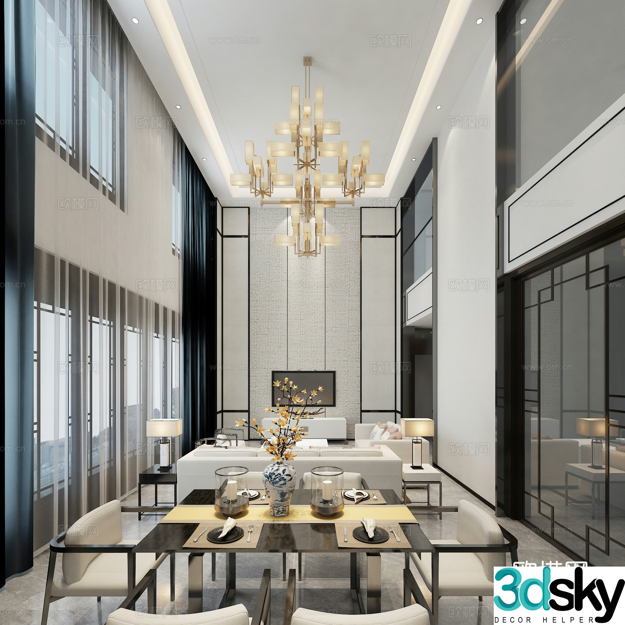 New Chinese style villa picking Airbus restaurant 3D model
