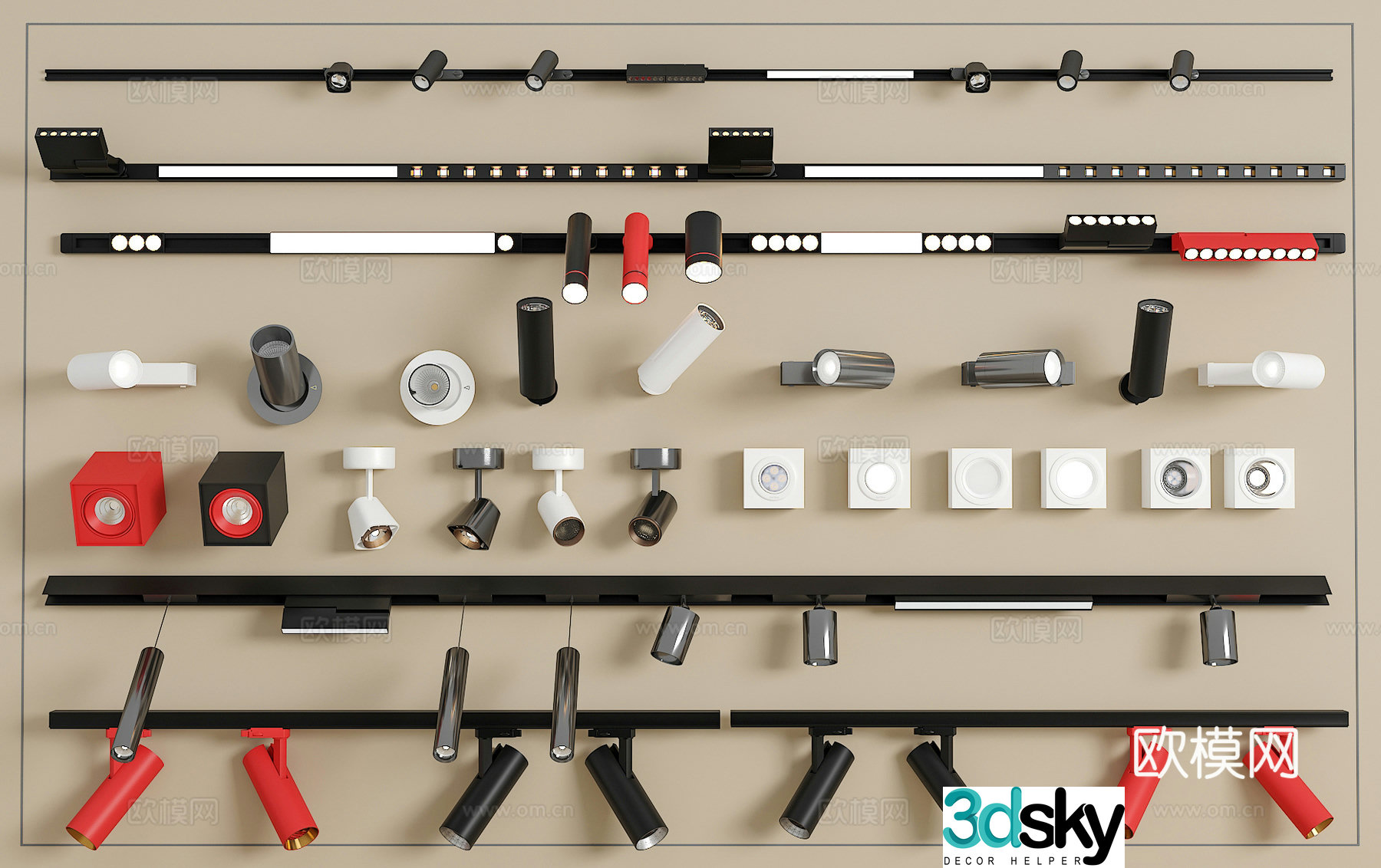 Track spotlight downlight linear lamp embedded downlight magnetic spotlight 3D model