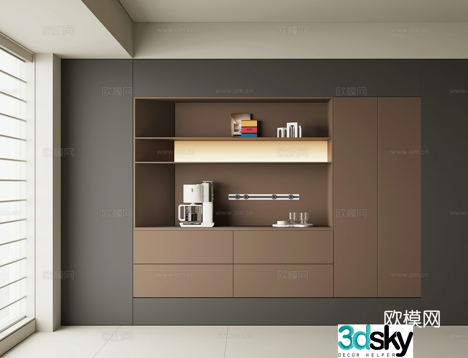 Modern wine cabinet sideboard 3D model